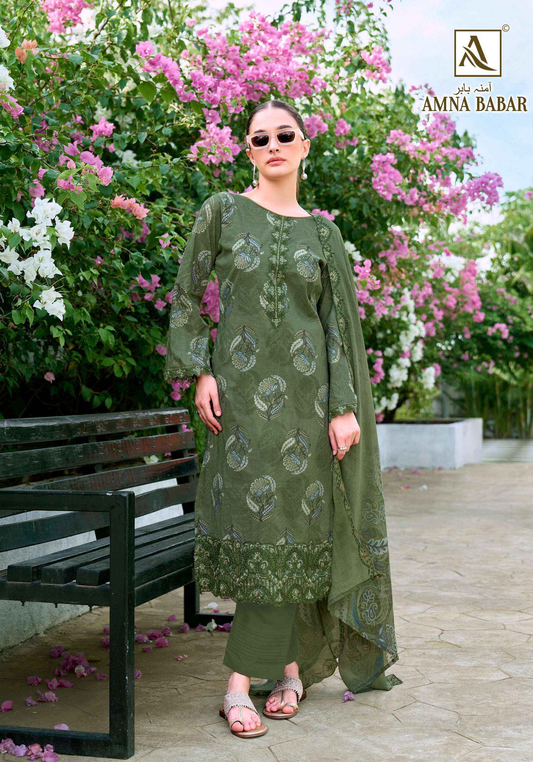 Alok Amna Babar Cambric Cotton Dress Material 6 pcs Catalogue
