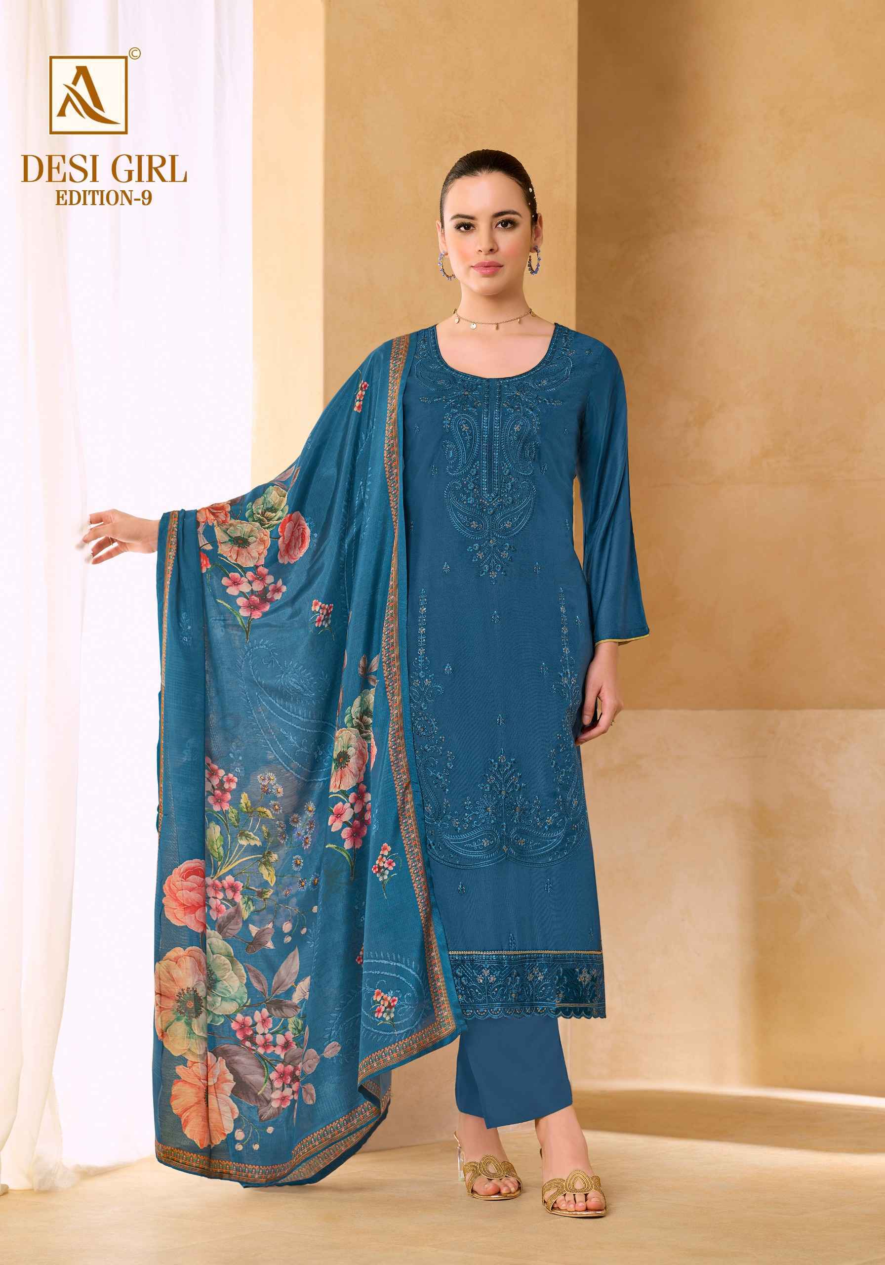 Alok Desi Girl Edition 9 Viscose Maslin Dress Material 6 pcs Catalogue