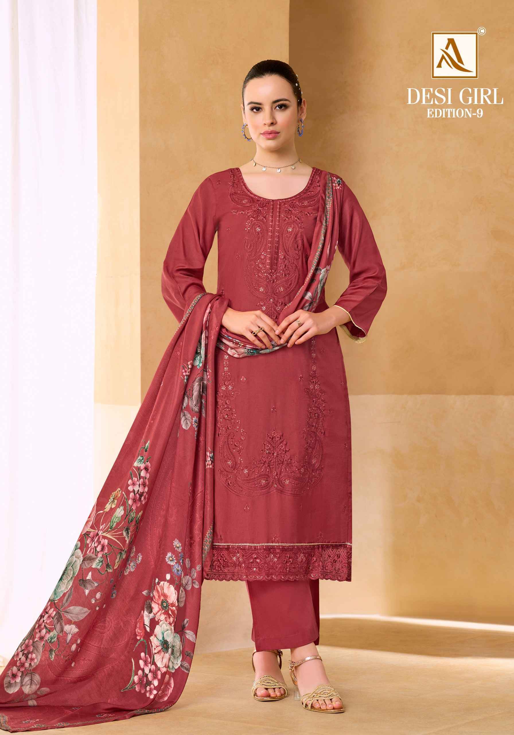 Alok Desi Girl Edition 9 Viscose Maslin Dress Material 6 pcs Catalogue