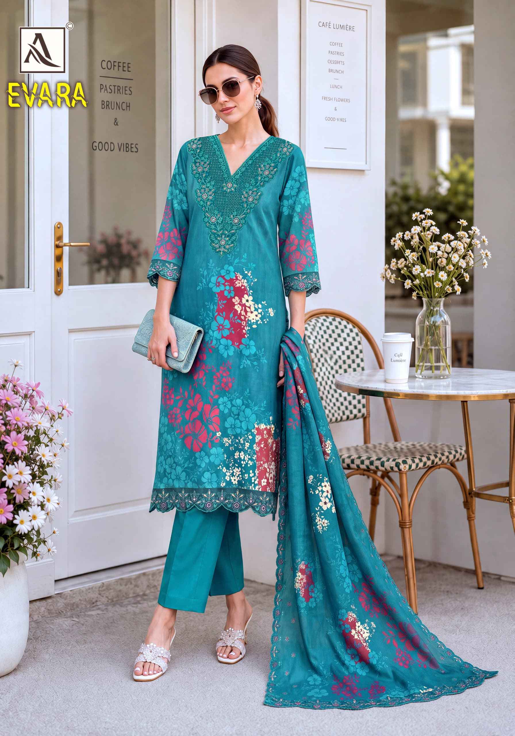 Alok Evara Viscose Maslin Dress Material 6 pcs Catalogue