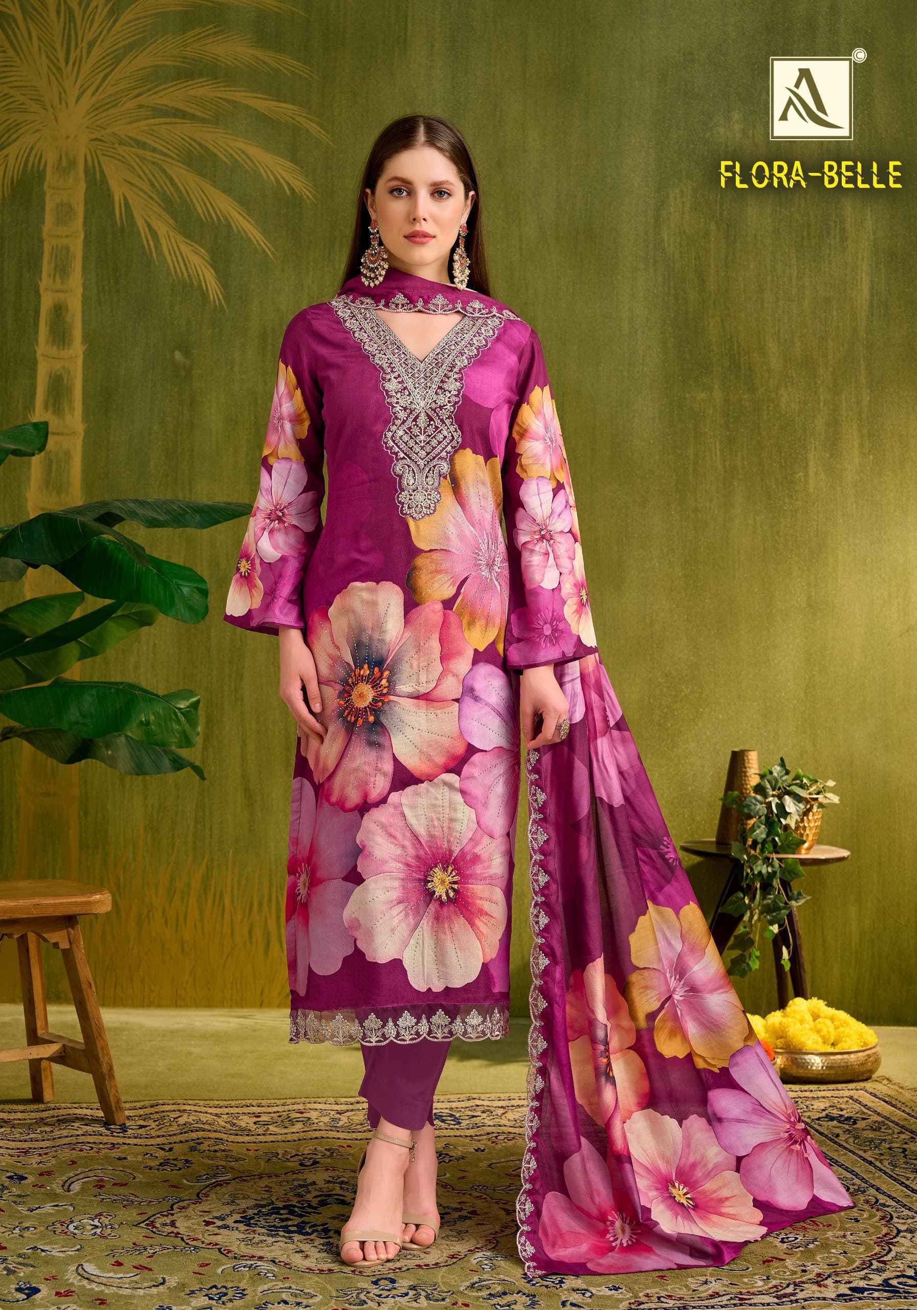 Alok Flora Belle Maslin Dress Material 6 pcs Catalogue