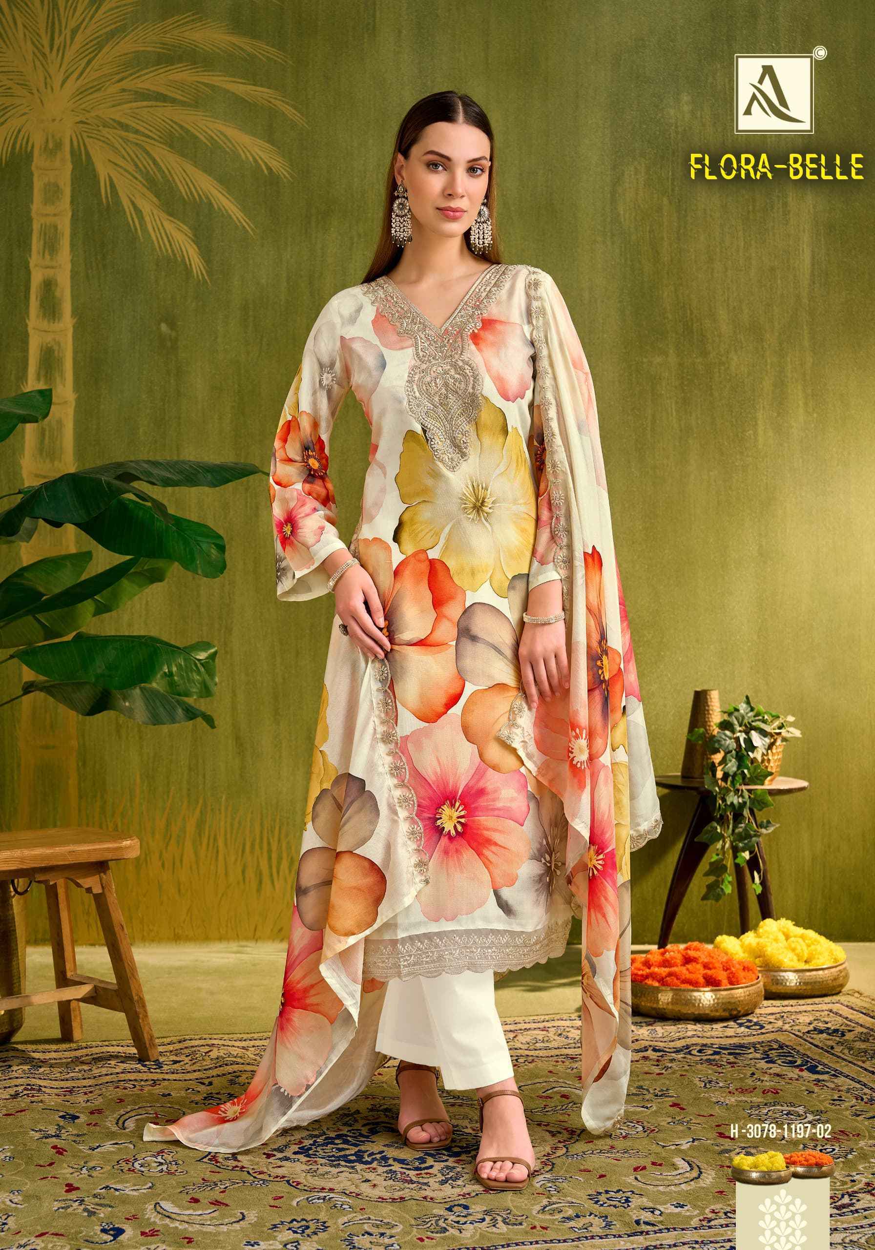 Alok Flora Belle Maslin Dress Material 6 pcs Catalogue