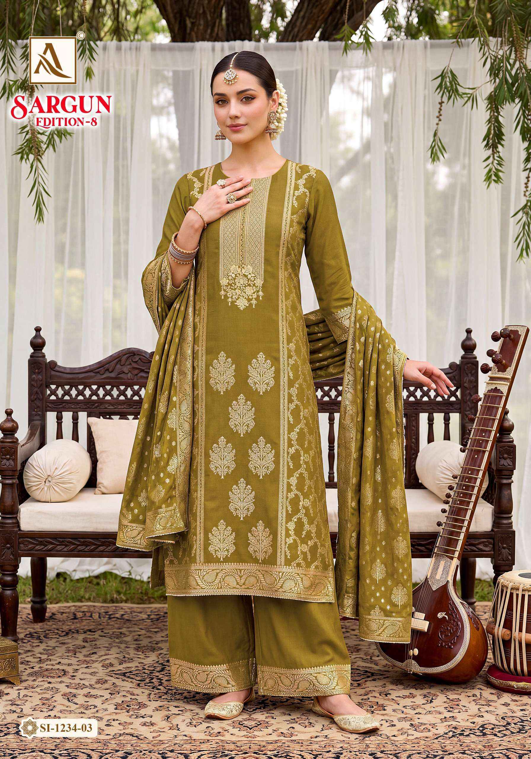 Alok Sargun Edition 8 Viscose Maslin Dress Material 6 pcs Catalogue