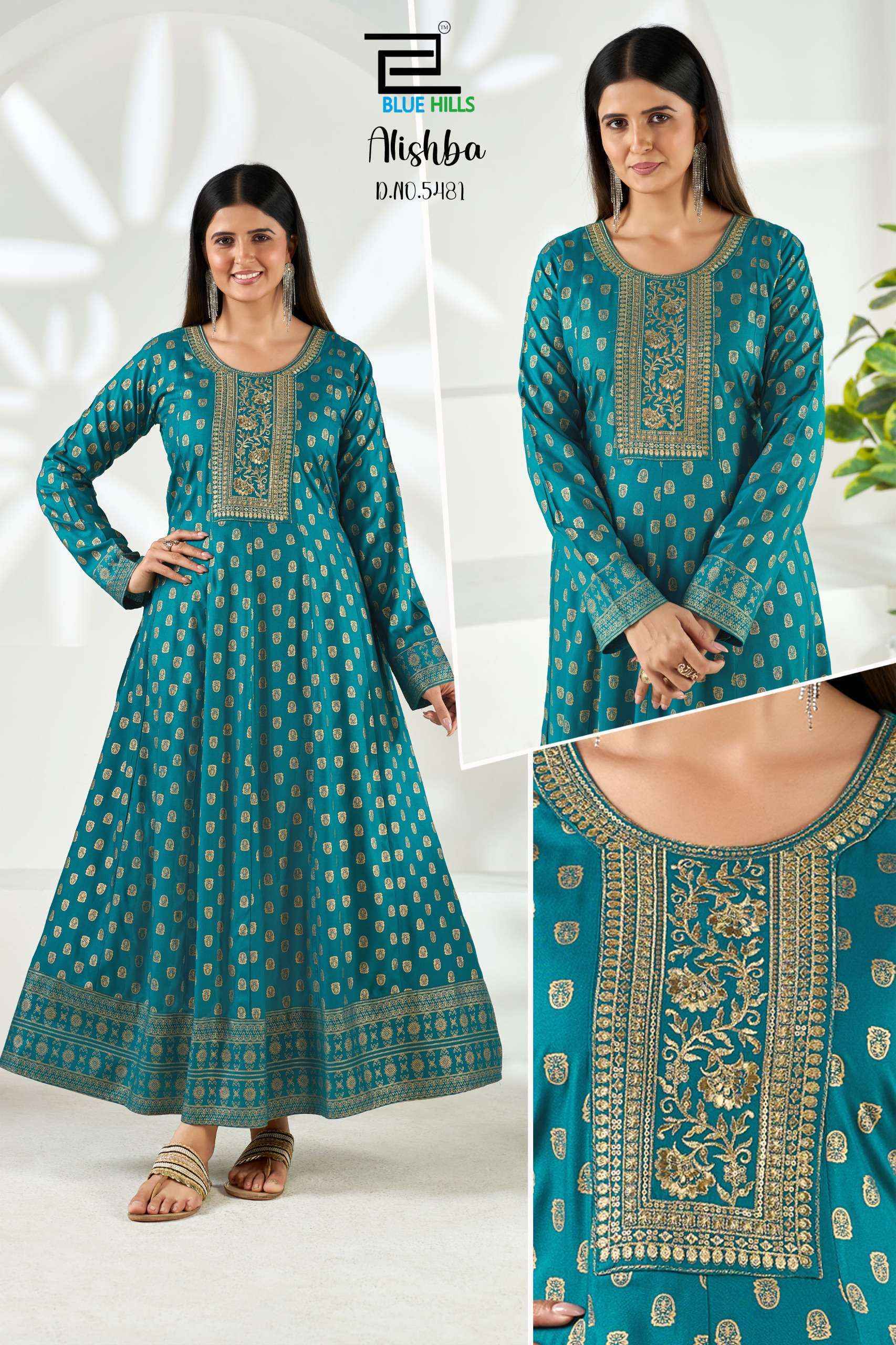 Blue Hills Alishba Rayon Gown 6 pcs Catalogue
