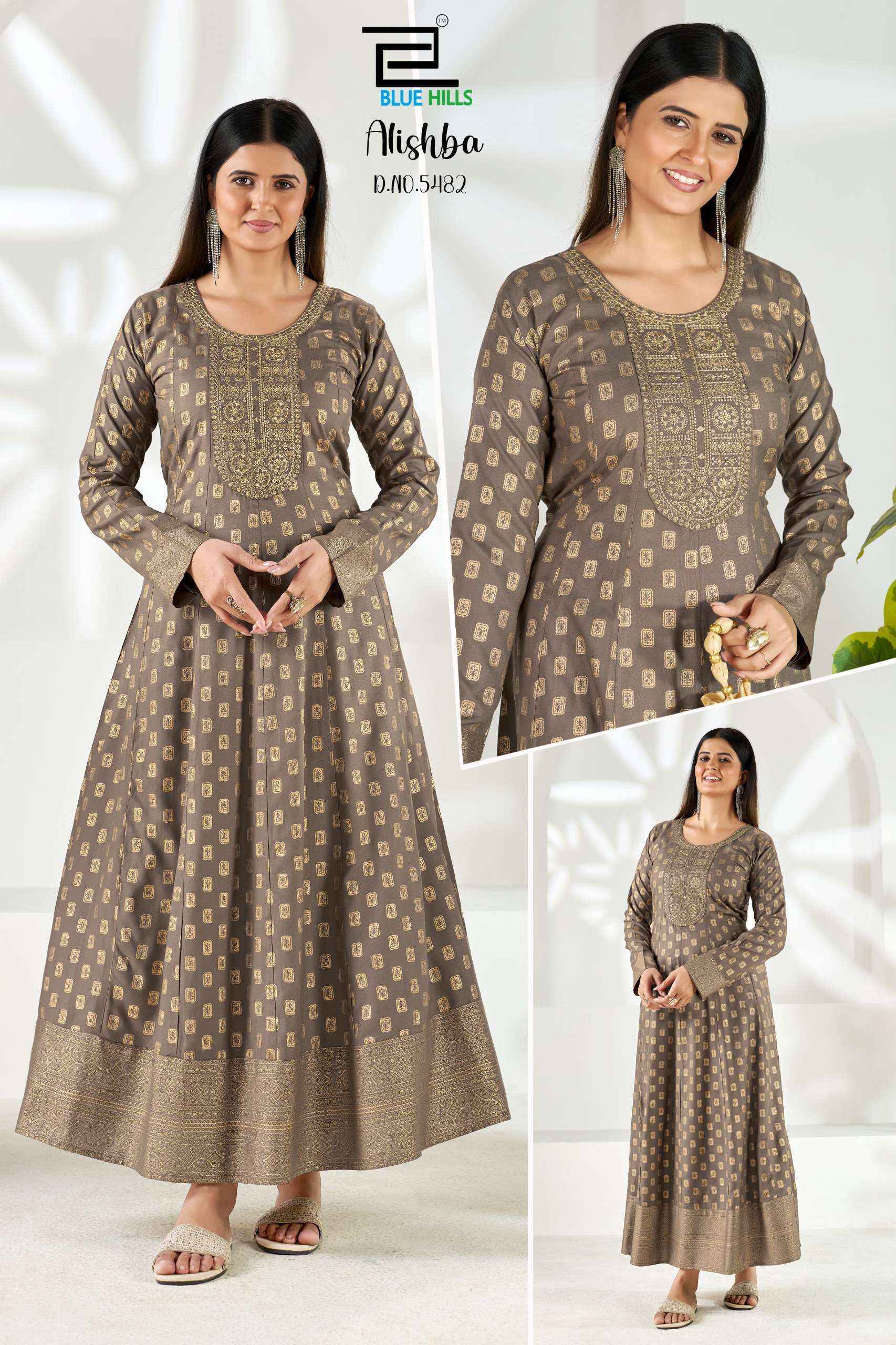 Blue Hills Alishba Rayon Gown 6 pcs Catalogue