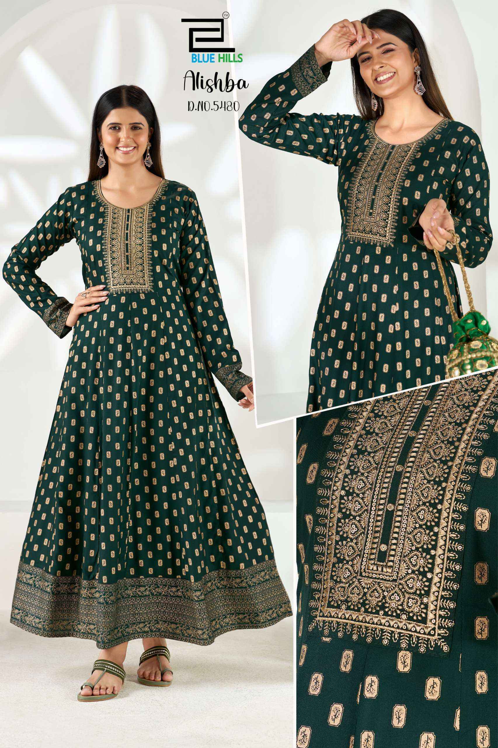 Blue Hills Alishba Rayon Gown 6 pcs Catalogue