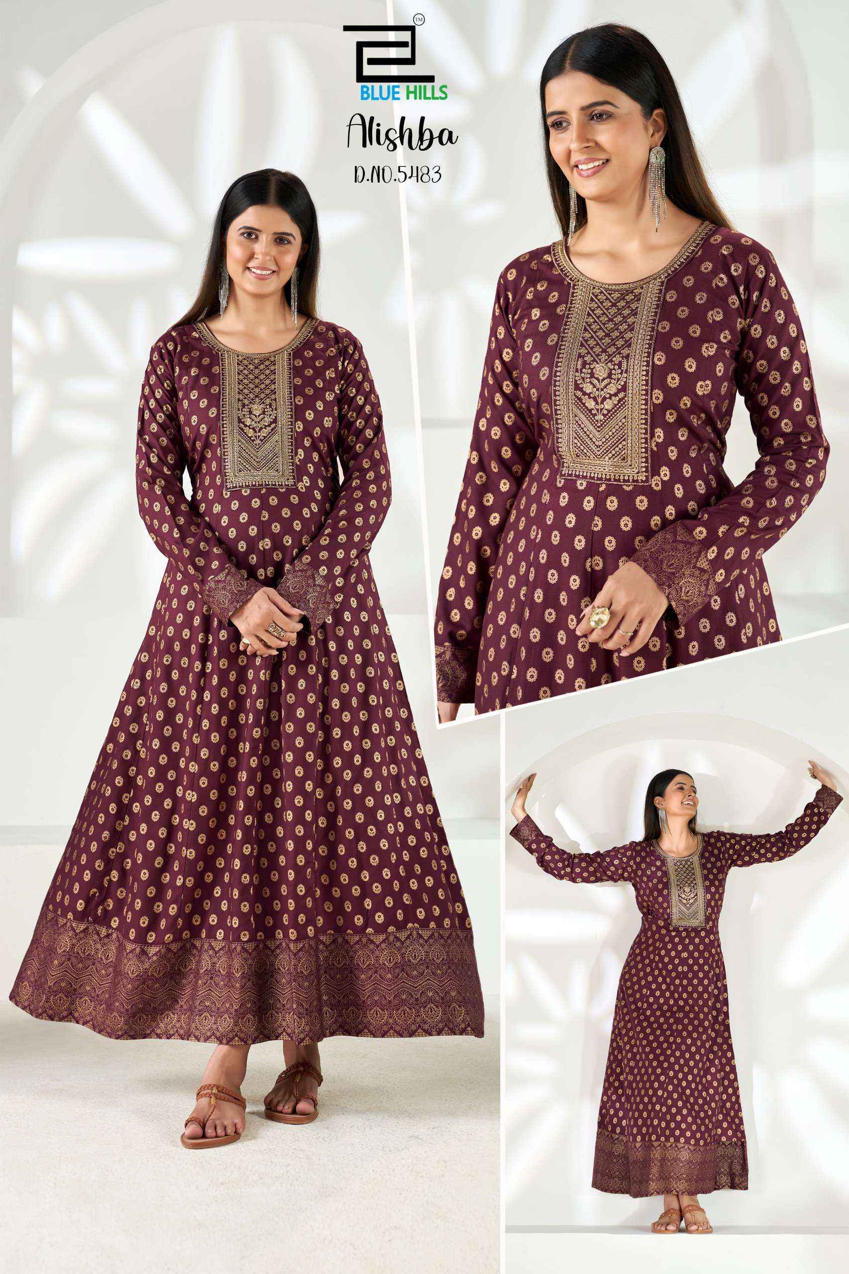 Blue Hills Alishba Rayon Gown 6 pcs Catalogue