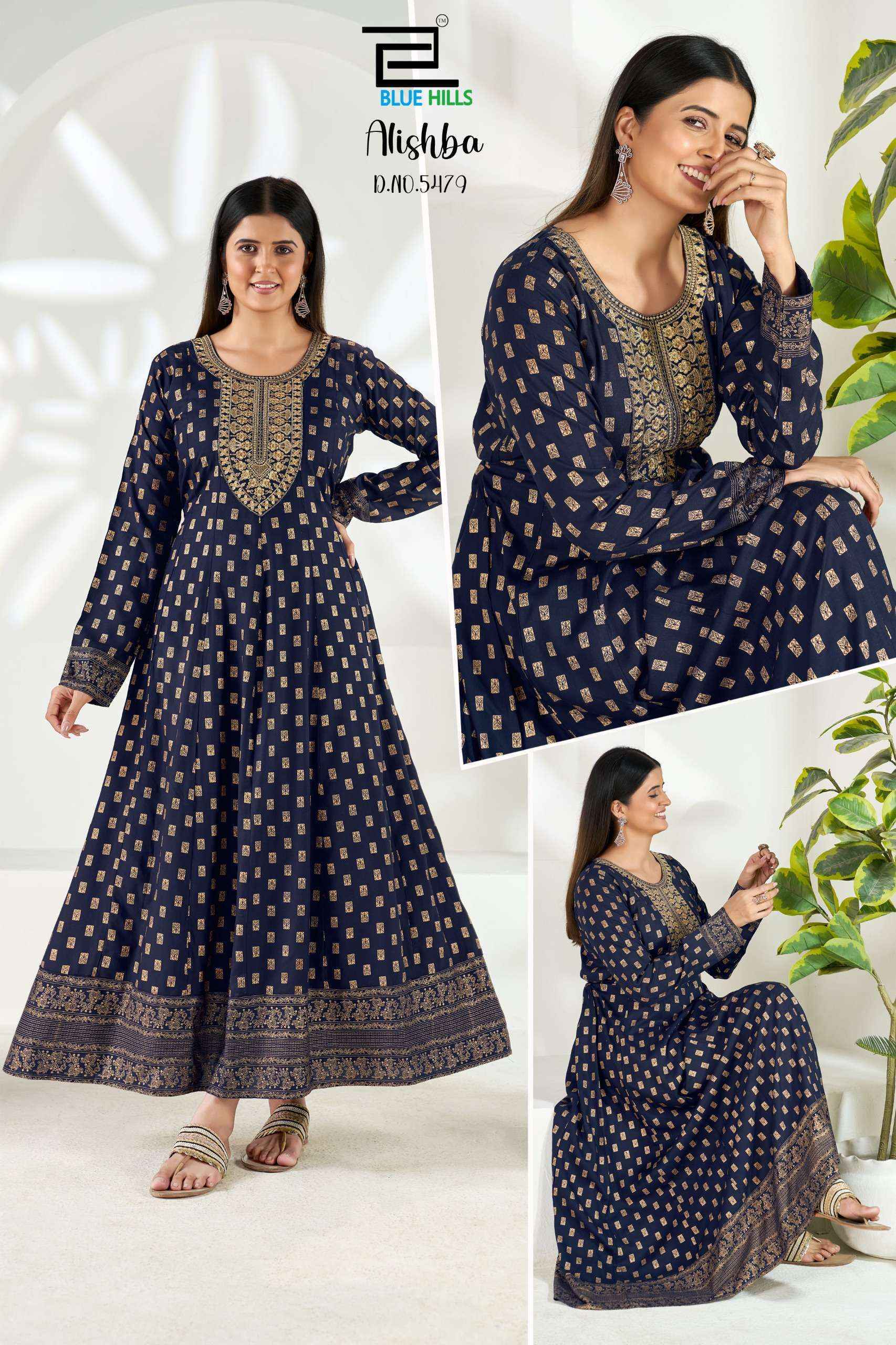 Blue Hills Alishba Rayon Gown 6 pcs Catalogue