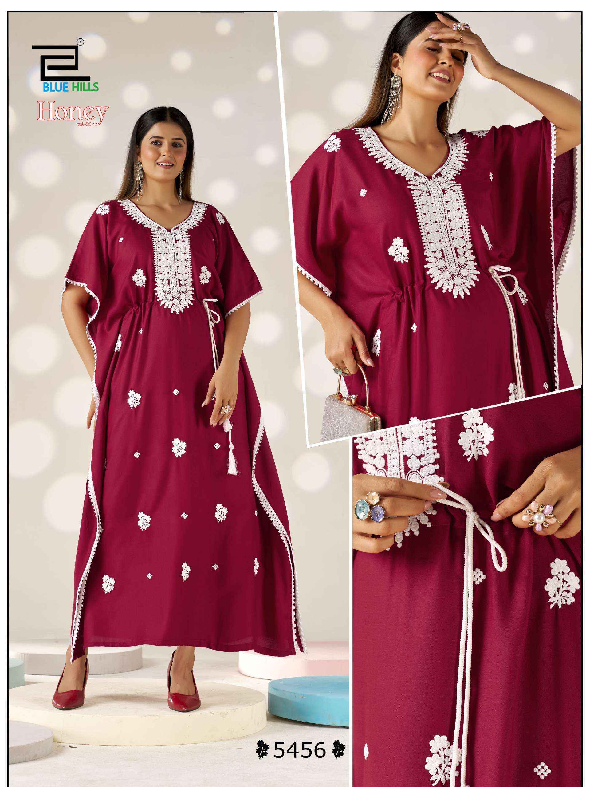 Blue Hills Honey Vol 3 Rayon Kaftan Kurti 5 pcs Catalogue