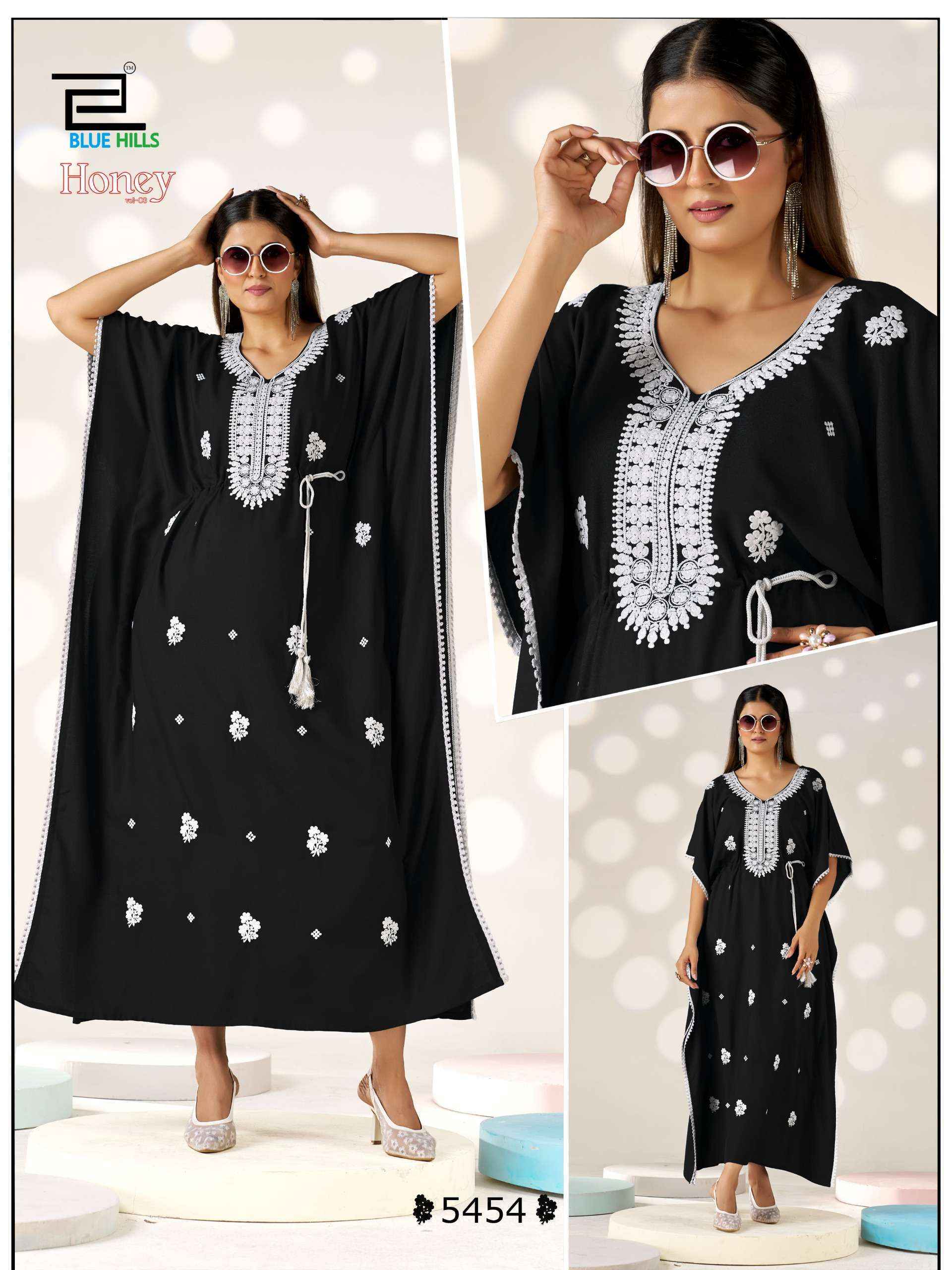 Blue Hills Honey Vol 3 Rayon Kaftan Kurti 5 pcs Catalogue