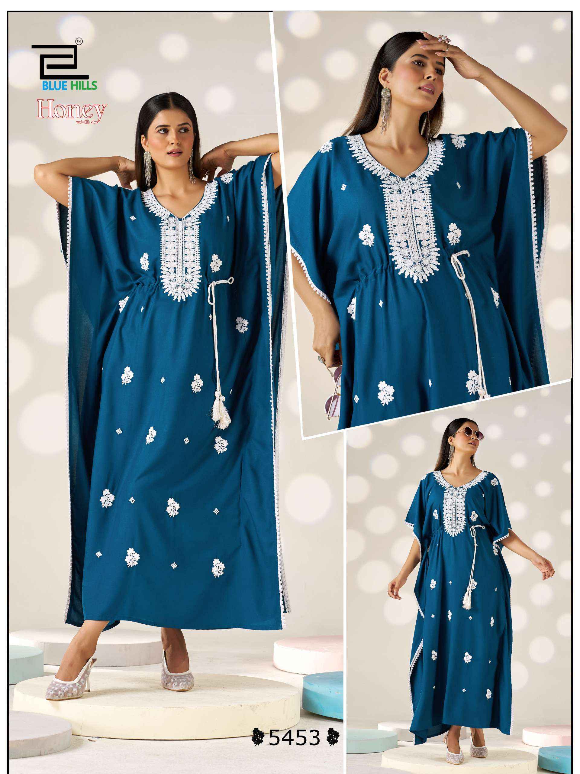 Blue Hills Honey Vol 3 Rayon Kaftan Kurti 5 pcs Catalogue