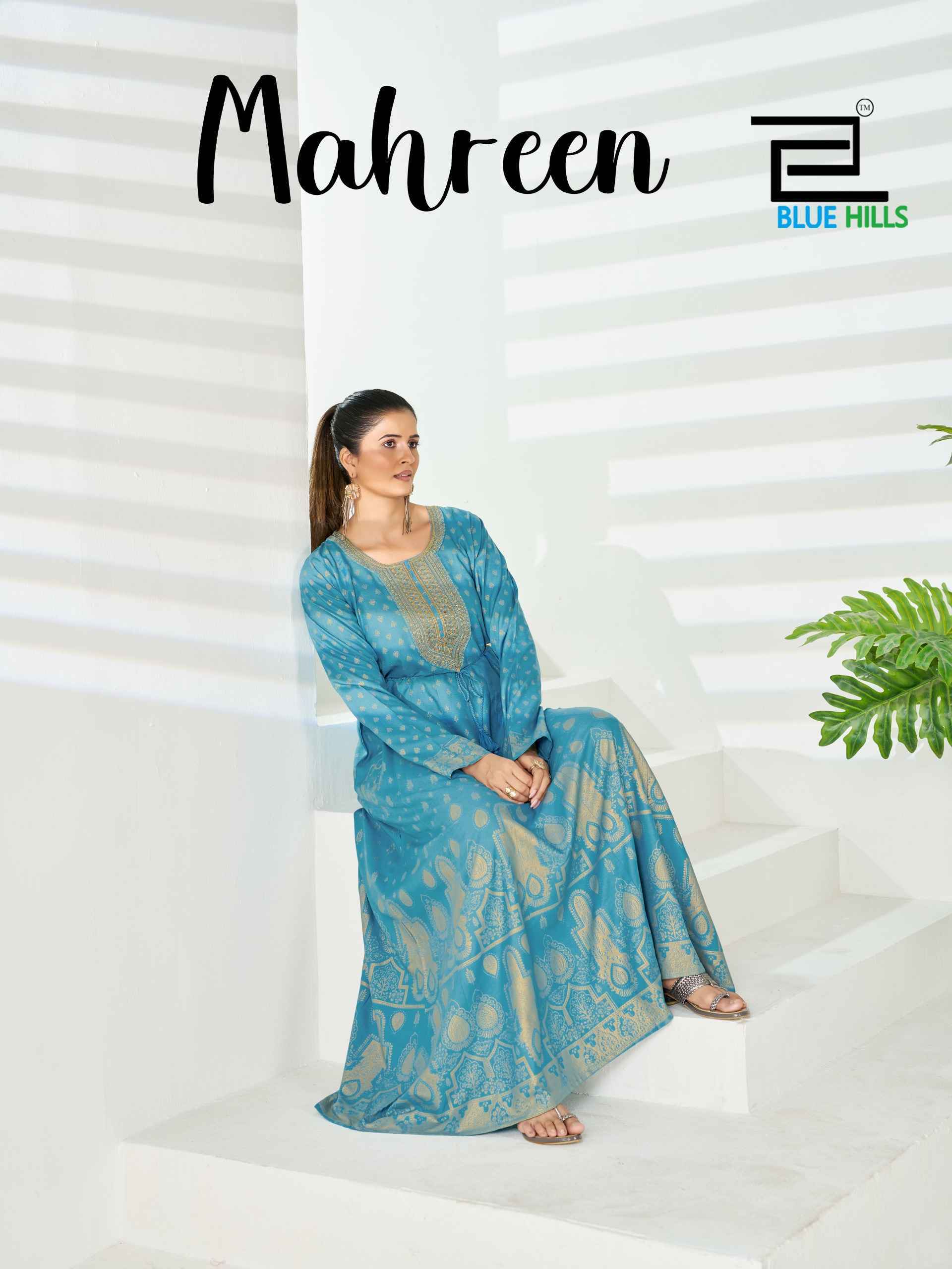 Blue Hills Mahreen Rayon Anarkali Gown 6 pcs Catalogue