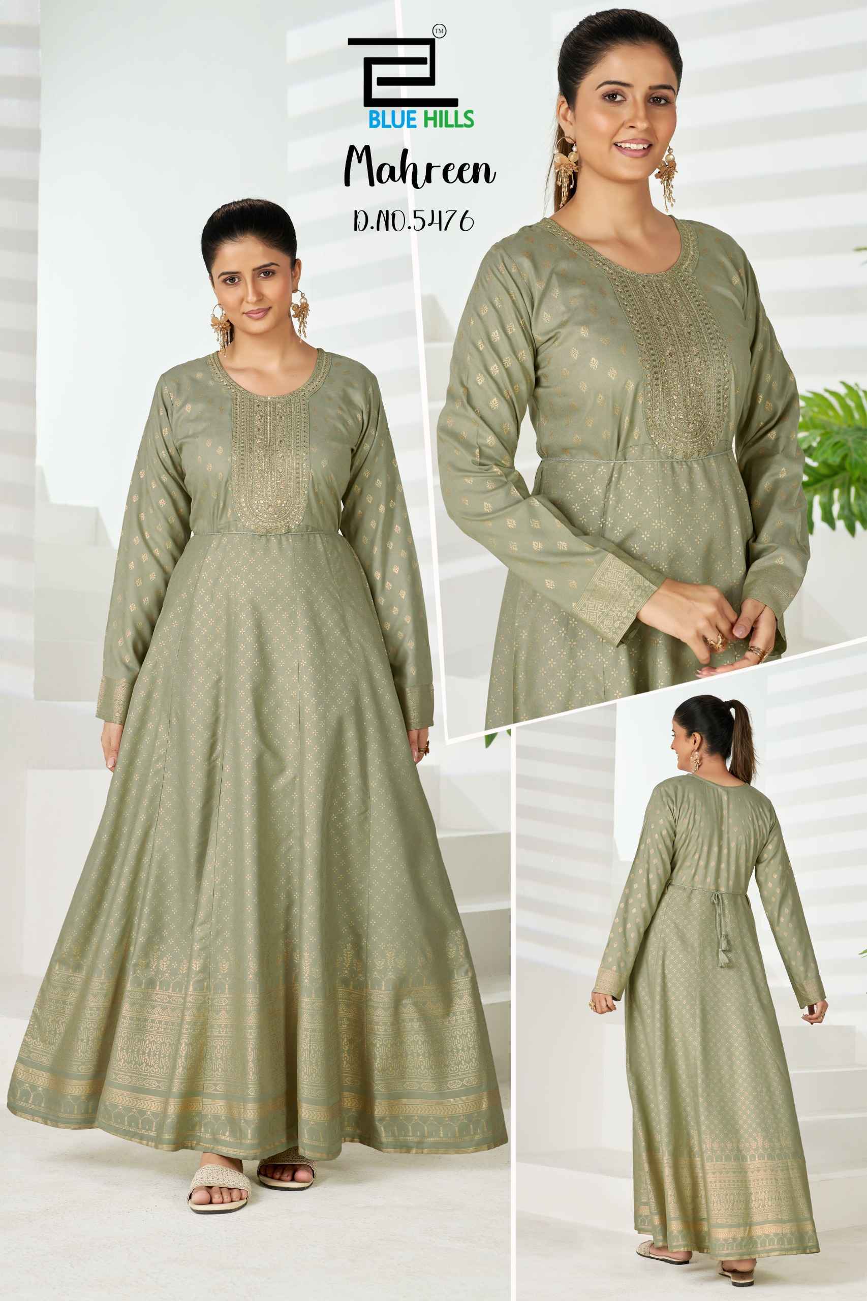 Blue Hills Mahreen Rayon Anarkali Gown 6 pcs Catalogue