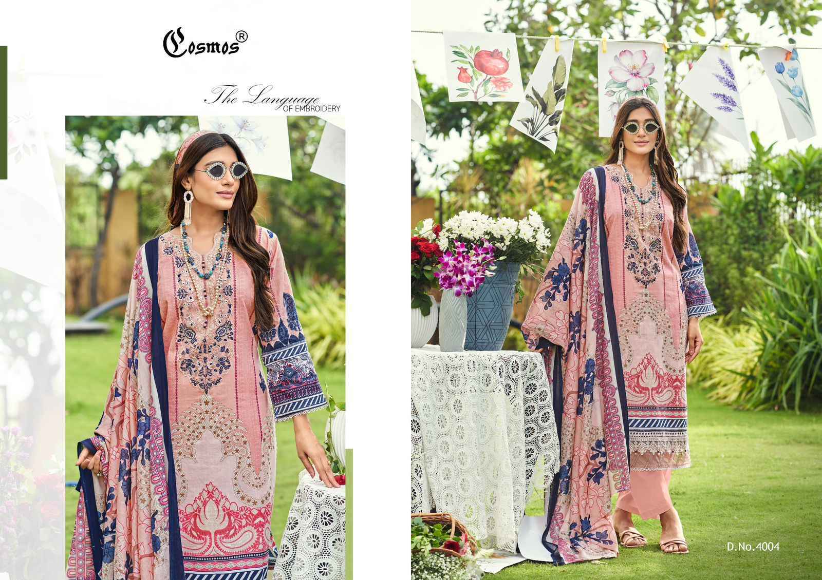 Cosmos Jazmin Vol 4 Lawn Cotton Dress Material 6 pcs Catalogue