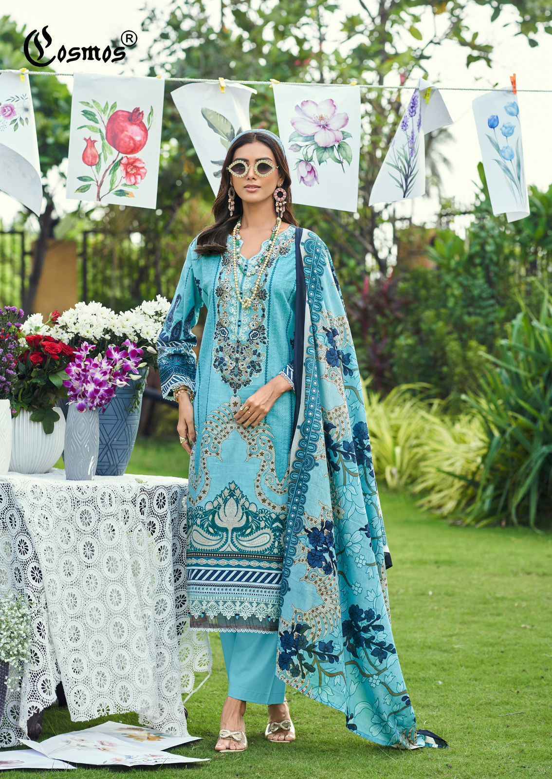 Cosmos Jazmin Vol 4 Lawn Cotton Dress Material 6 pcs Catalogue