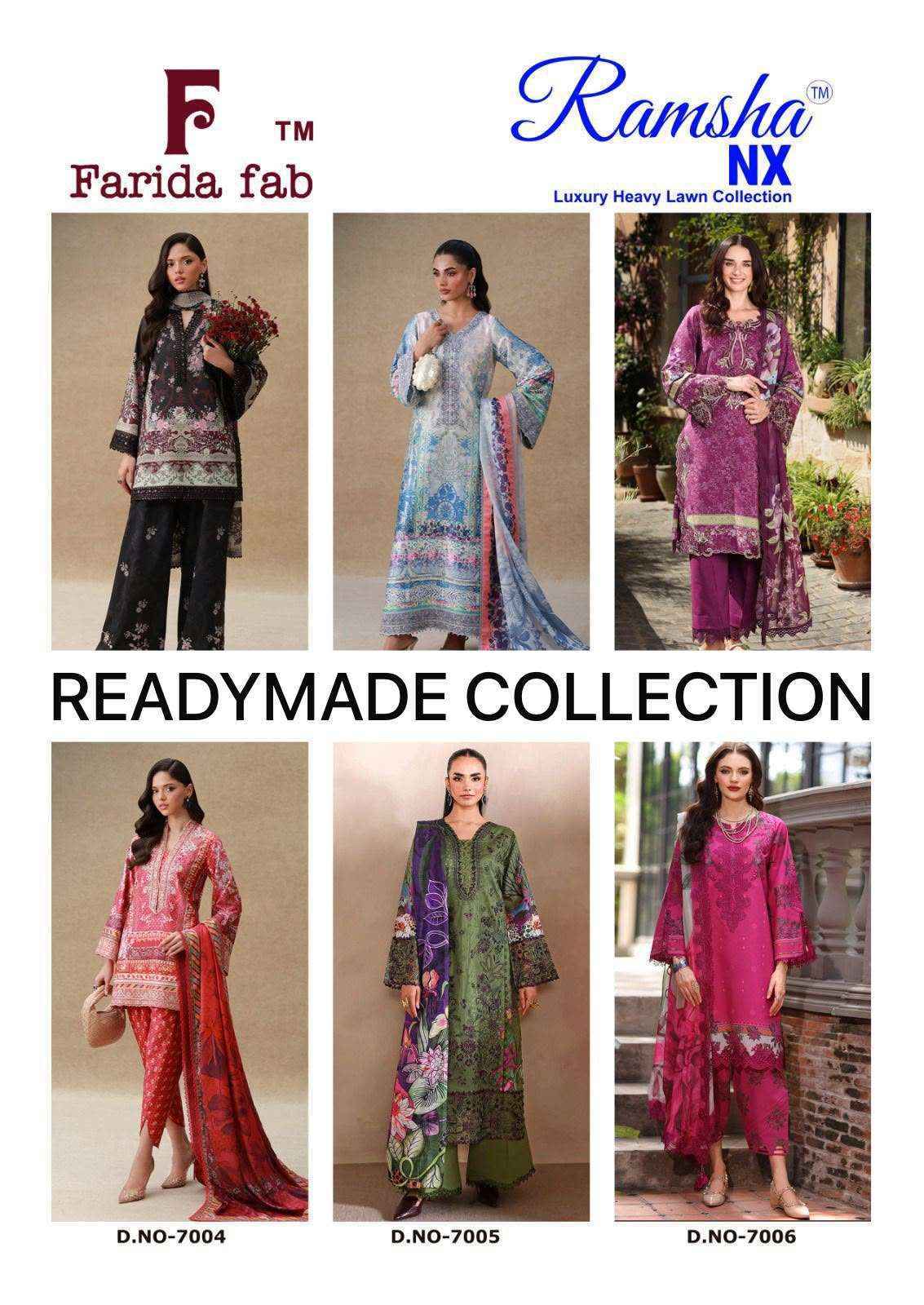 Farida Fab Ramsha Nx Readymade Lawn Cotton Dress 6 pcs Catalogue