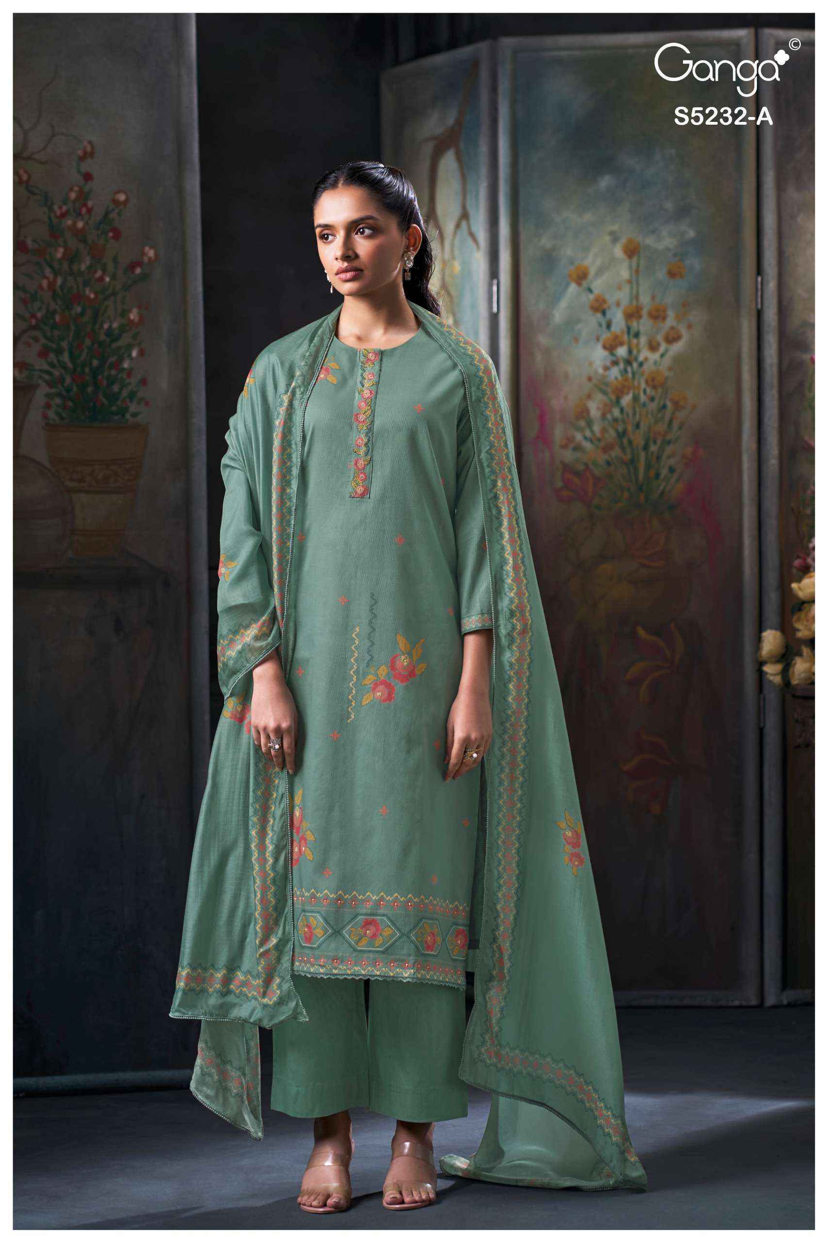 Ganga Keyara 5232 Cotton Dress Material 4 pcs Catalogue