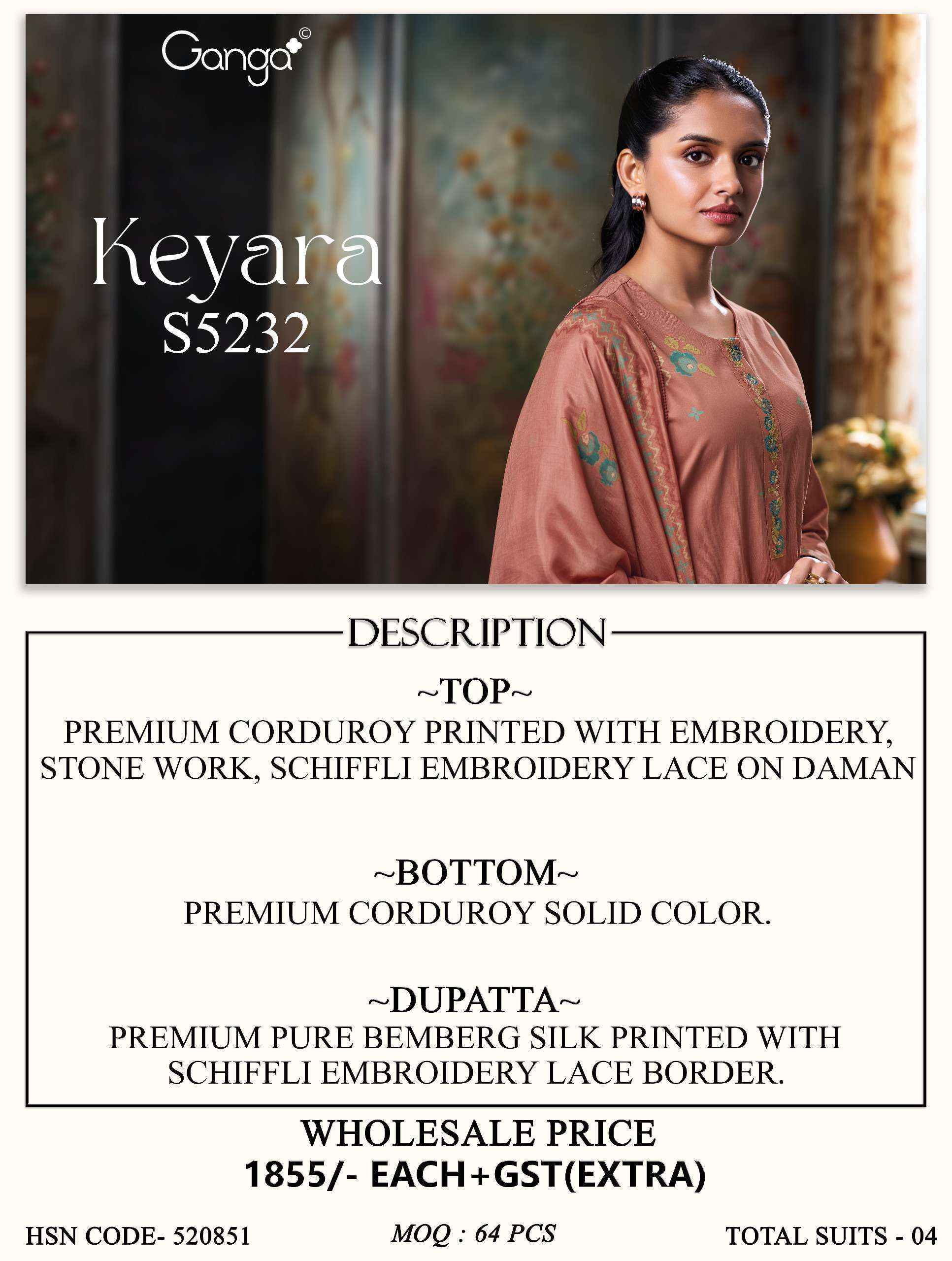 Ganga Keyara 5232 Cotton Dress Material 4 pcs Catalogue
