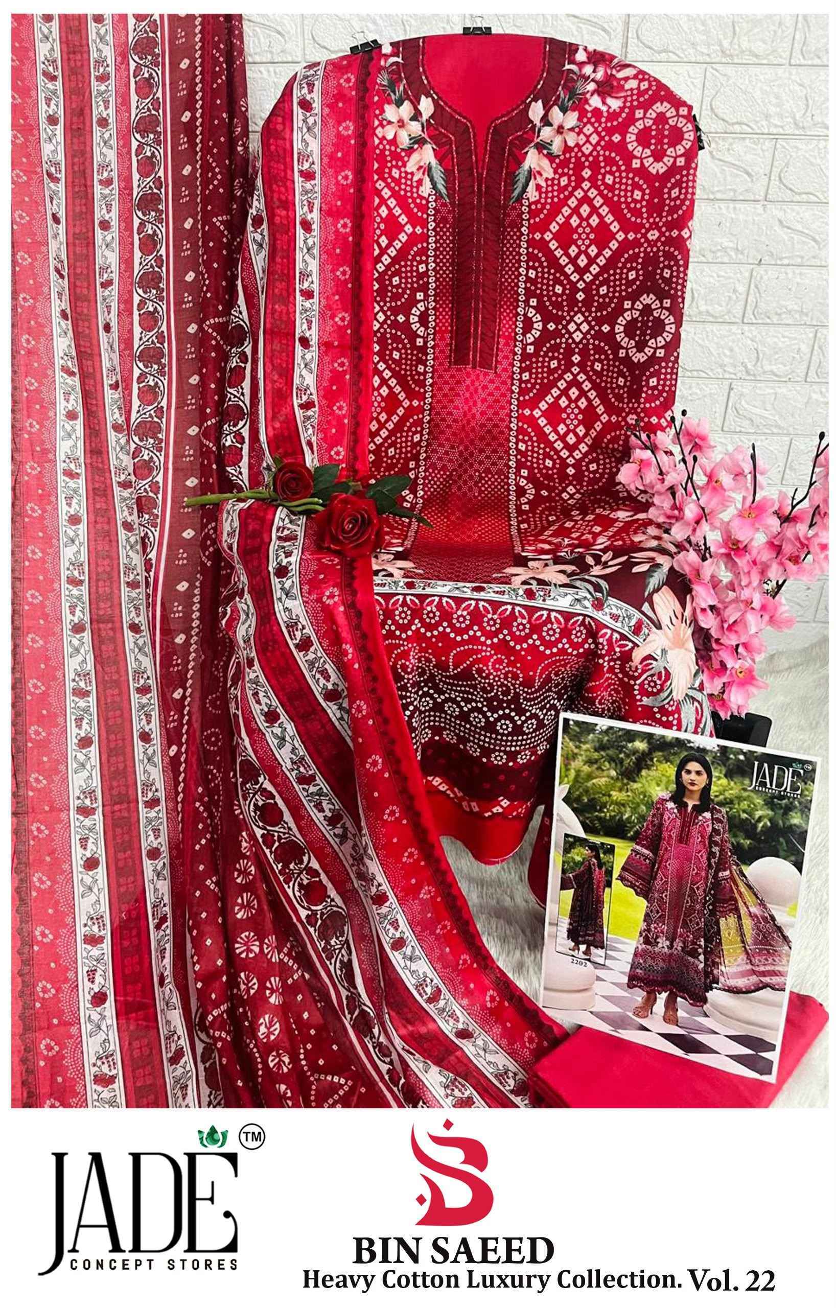 Jade Bin Saeed Heavy Luxury Vol 22 Cotton Dress Material 6 pcs Catalogue