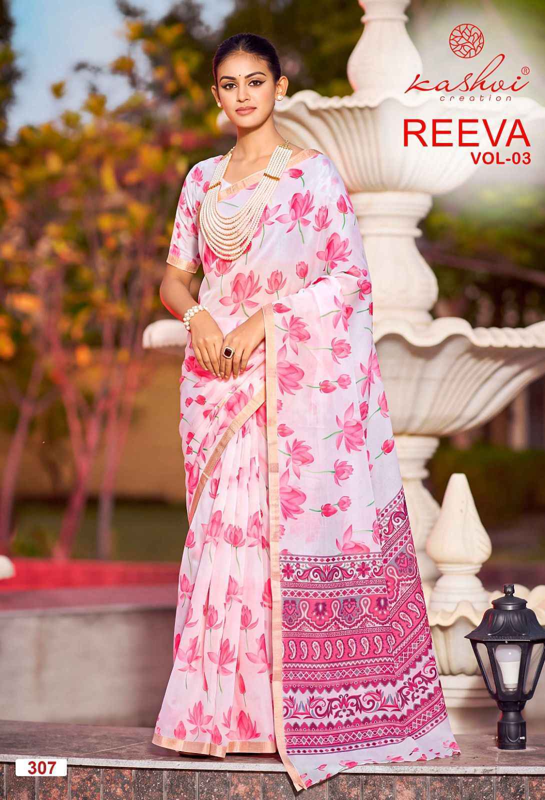 Kashvi Reeva Vol 3 Dull Moss Saree 8 pcs Catalogue