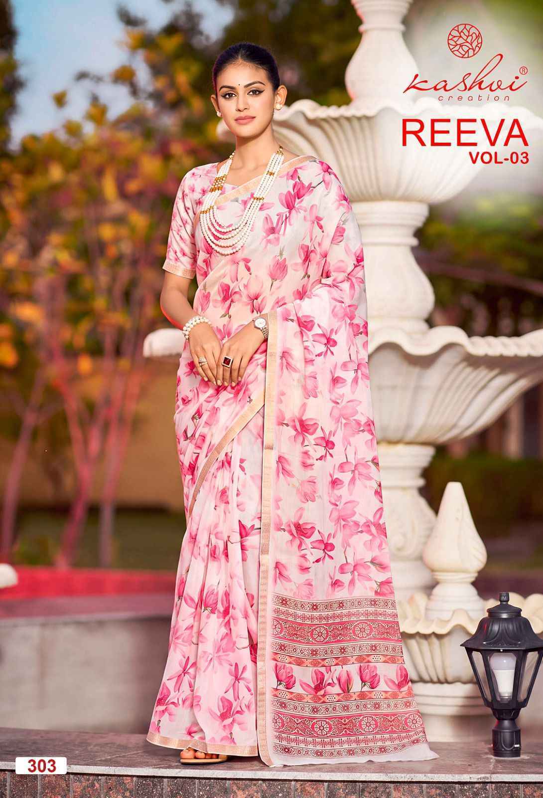 Kashvi Reeva Vol 3 Dull Moss Saree 8 pcs Catalogue