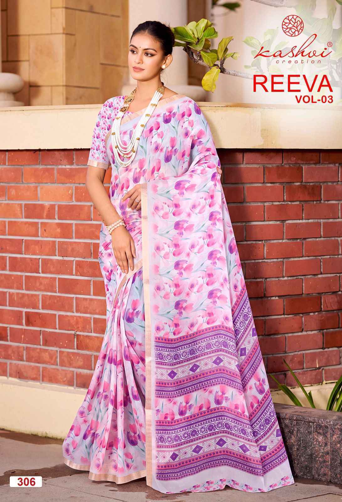 Kashvi Reeva Vol 3 Dull Moss Saree 8 pcs Catalogue