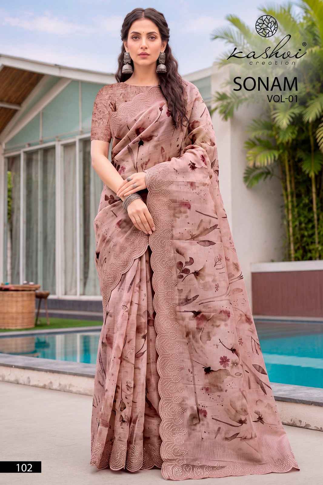 Kashvi Sonam Vol 1 Ice Crush Saree 8 pcs Catalogue