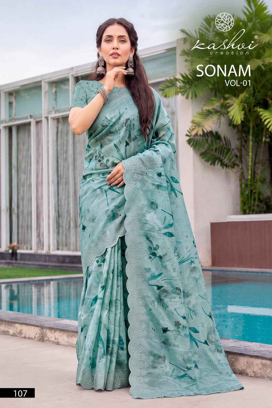 Kashvi Sonam Vol 1 Ice Crush Saree 8 pcs Catalogue