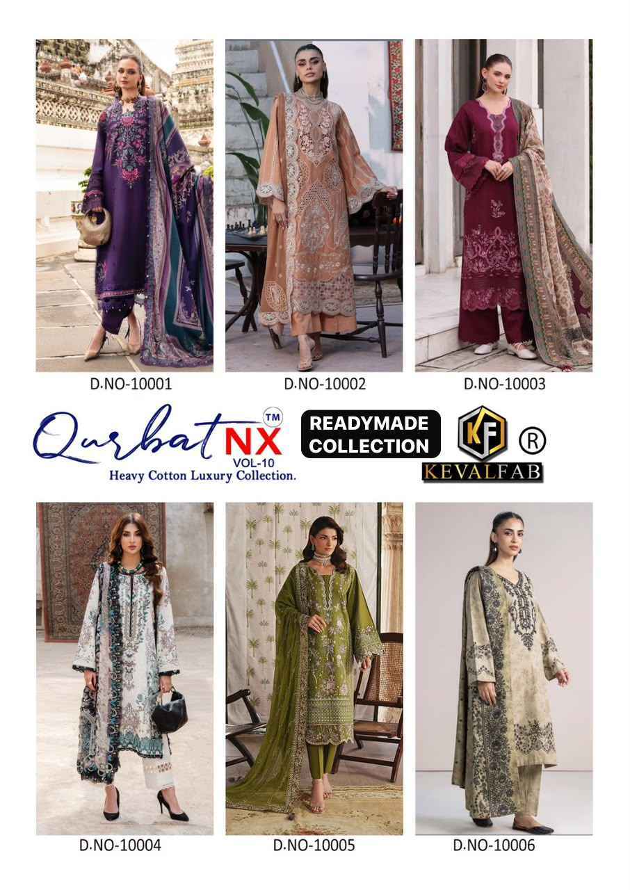 Keval Fab Qurbat Nx Vol 10 Readymade Cotton Dress 6 pc Cataloge
