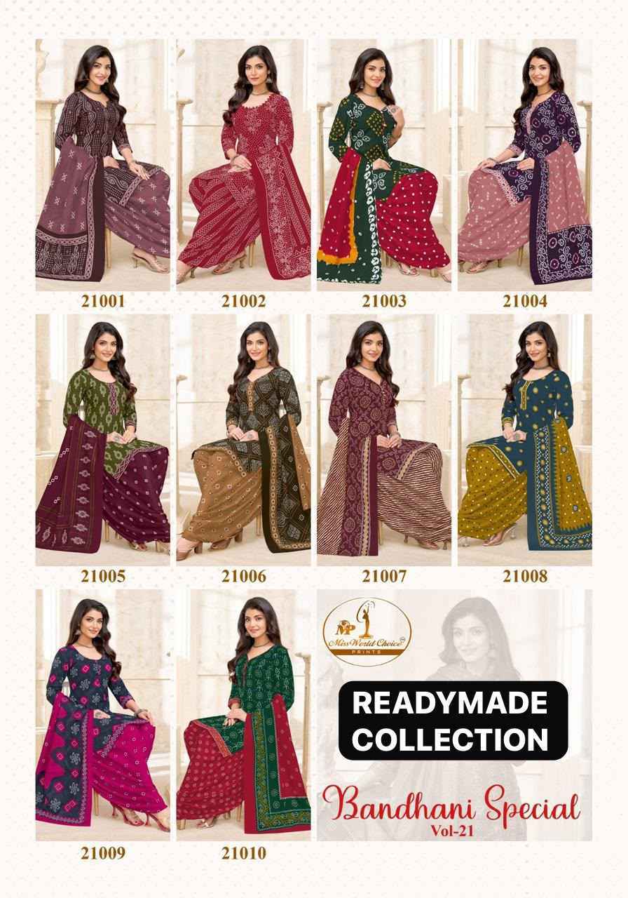 Miss World Choice Bandhni Special Vol 21 Readymade Cotton Dress 10 pcs Catalogue