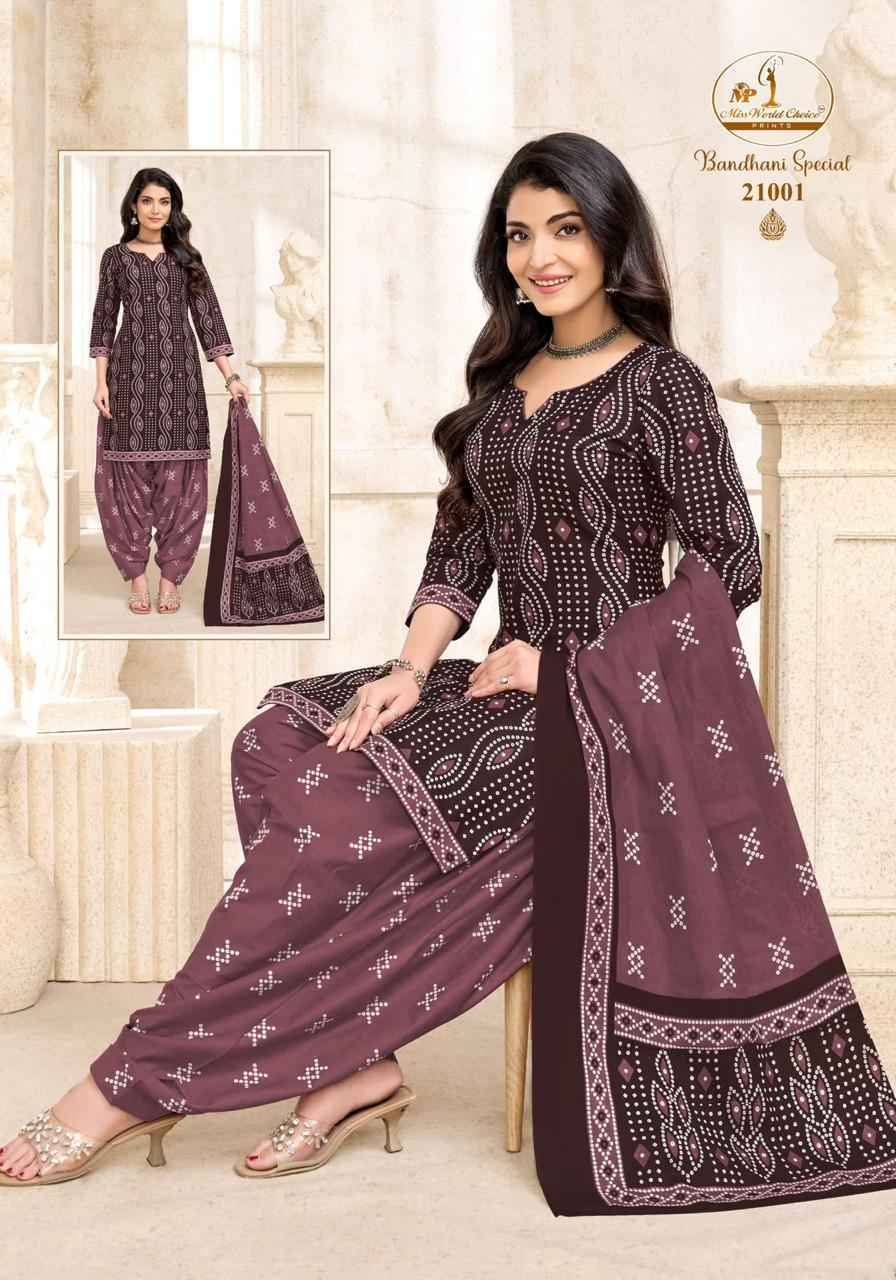 Miss World Choice Bandhni Special Vol 21 Readymade Cotton Dress 10 pcs Catalogue