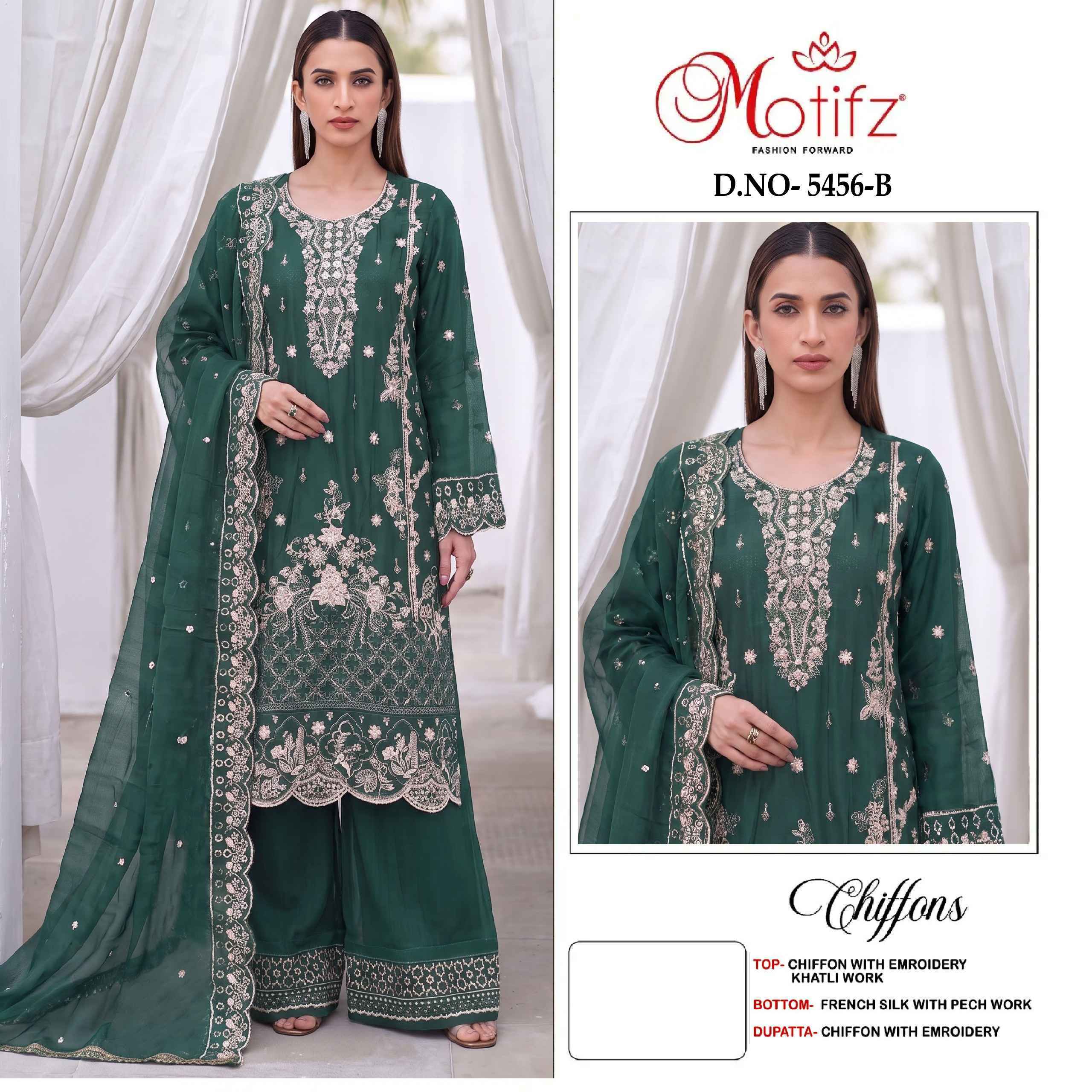 Motifz D No 5456 Chiffon Dress Material 4 pcs Catalogue