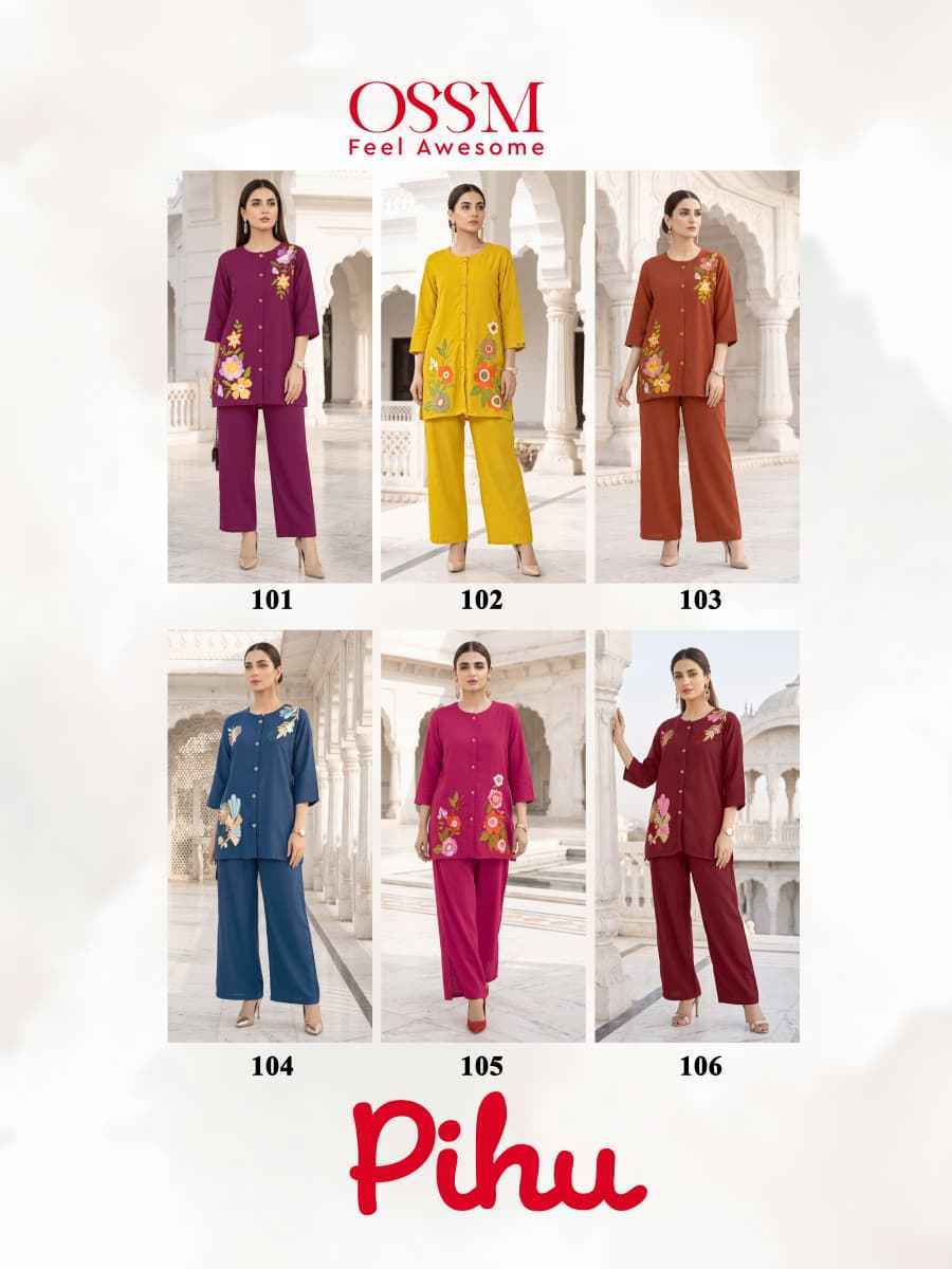 Ossm Pihu Mul Chanderi Co Ord Set 6 pcs Catalogue