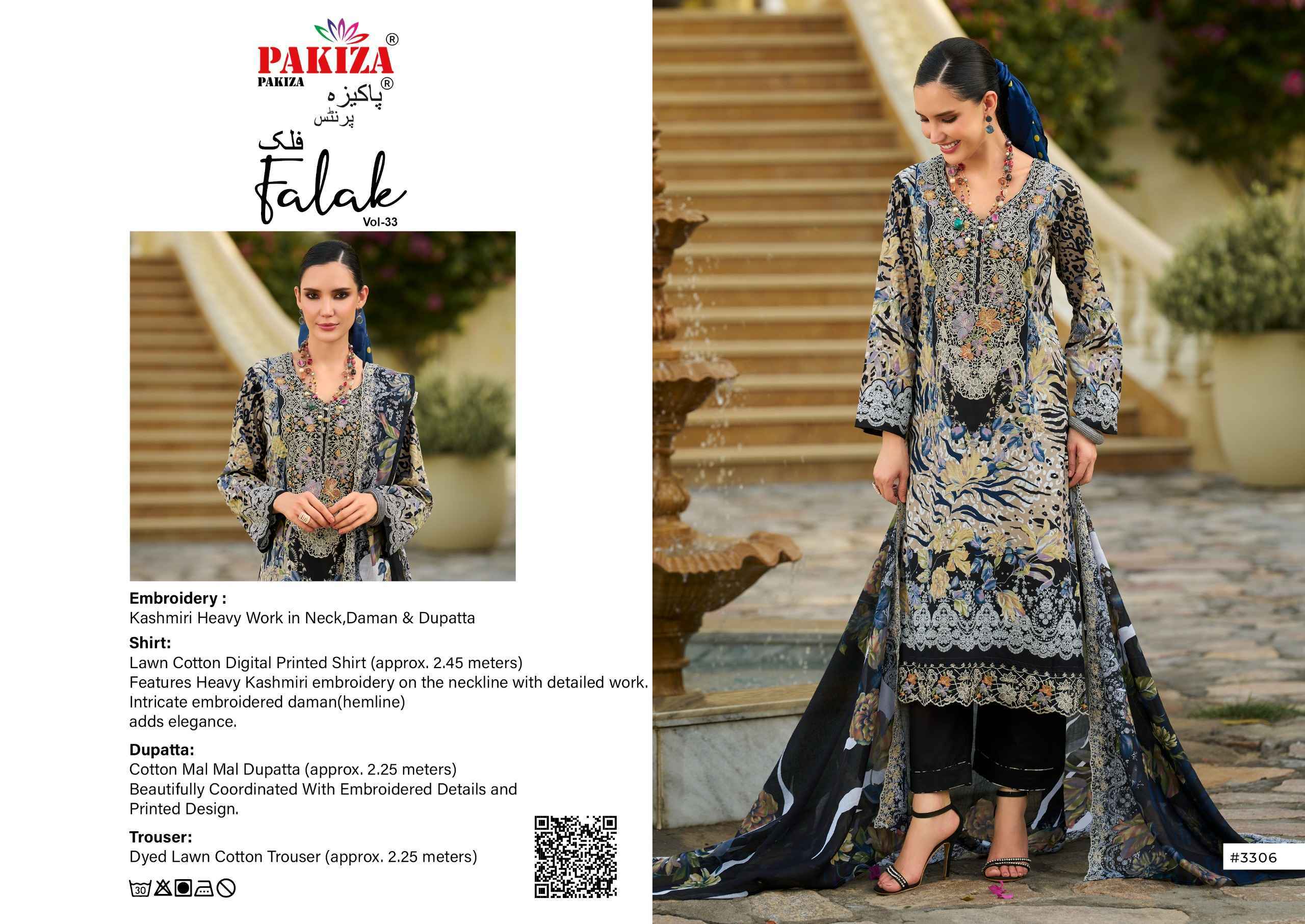 Pakiza Prints Falak Vol 33 Lawn Cotton Dress Material 10 pcs Catalogue