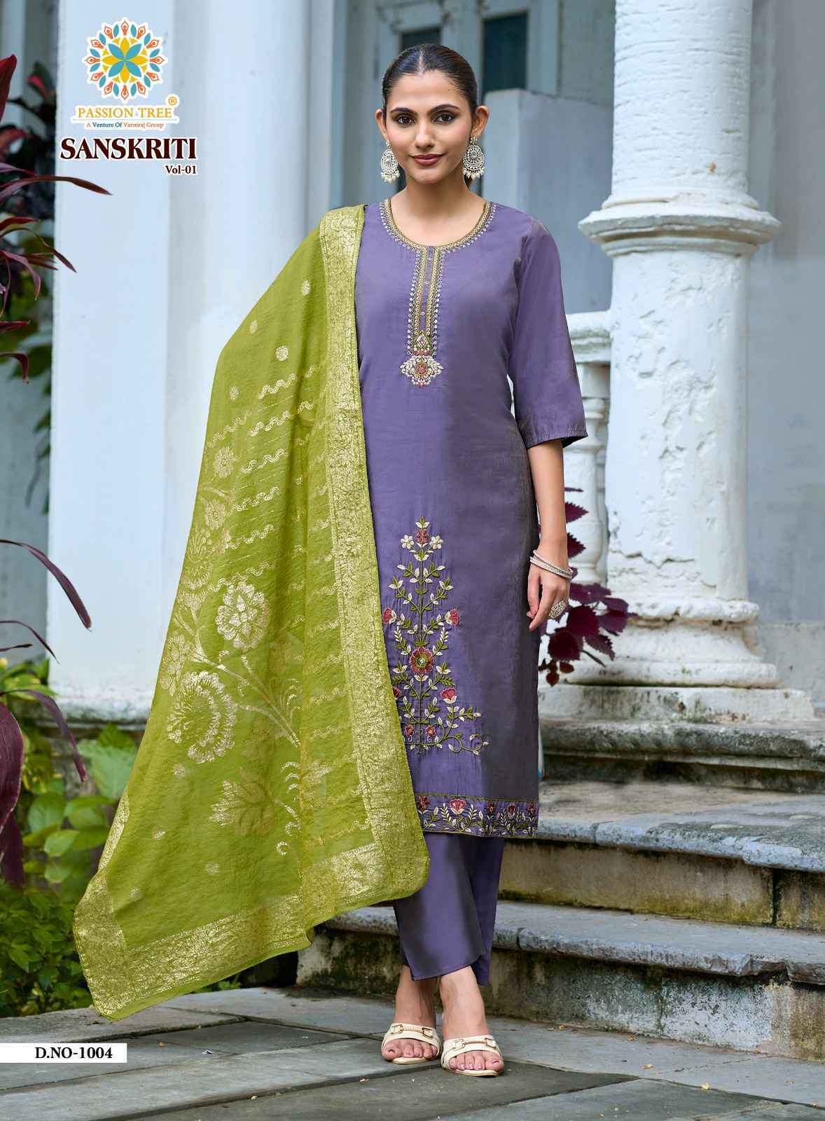 Passion Tree Sanskriti Vol 1 Roman Shimmer Kurti Combo 8 pcs Catalogue