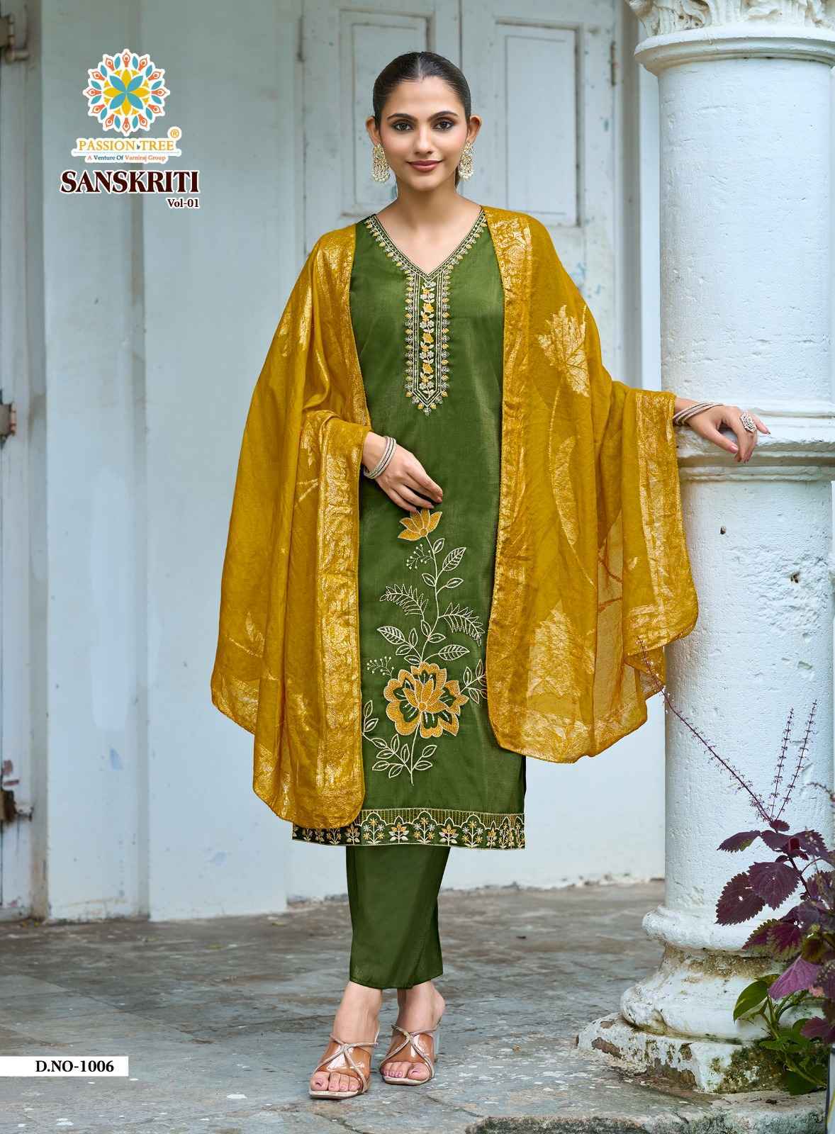 Passion Tree Sanskriti Vol 1 Roman Shimmer Kurti Combo 8 pcs Catalogue