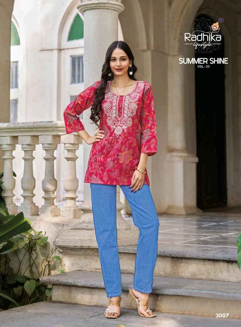 Radhika Lifestyle Summer Shine Vol 3 Cotton Kurti 8 pcs Catalogue