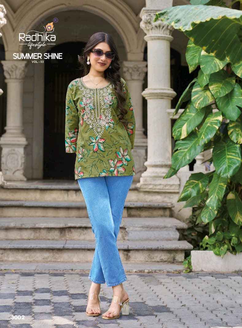 Radhika Lifestyle Summer Shine Vol 3 Cotton Kurti 8 pcs Catalogue