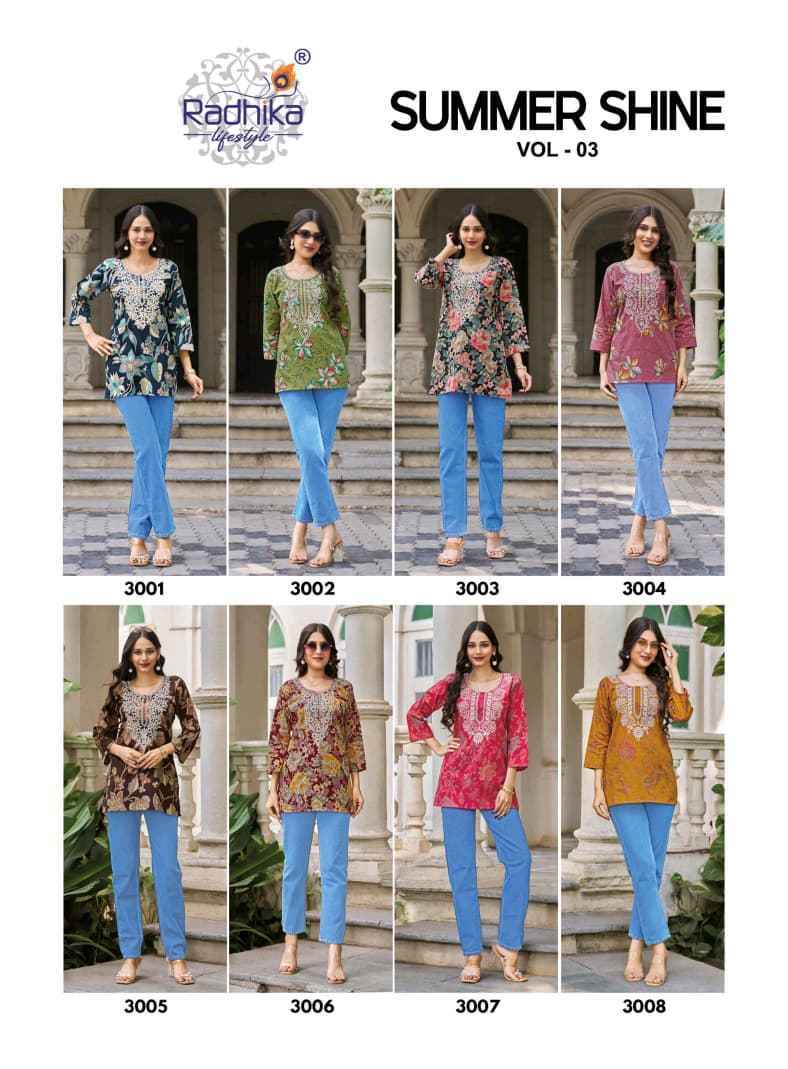 Radhika Lifestyle Summer Shine Vol 3 Cotton Kurti 8 pcs Catalogue