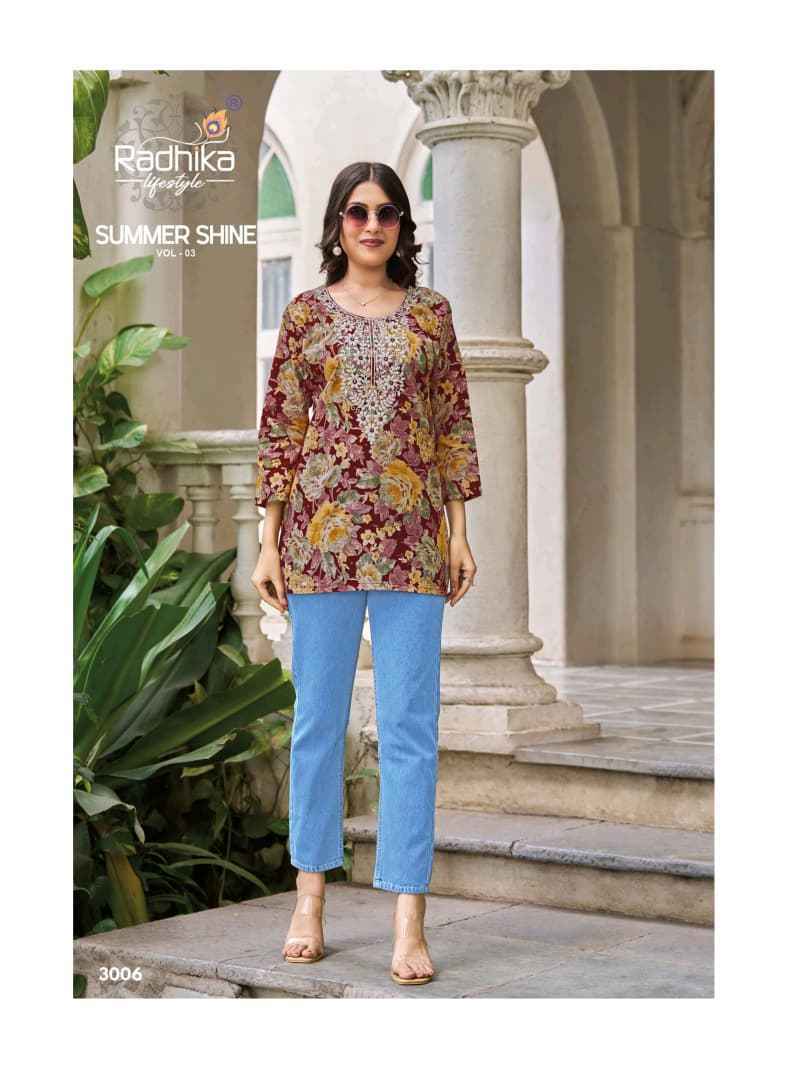 Radhika Lifestyle Summer Shine Vol 3 Cotton Kurti 8 pcs Catalogue