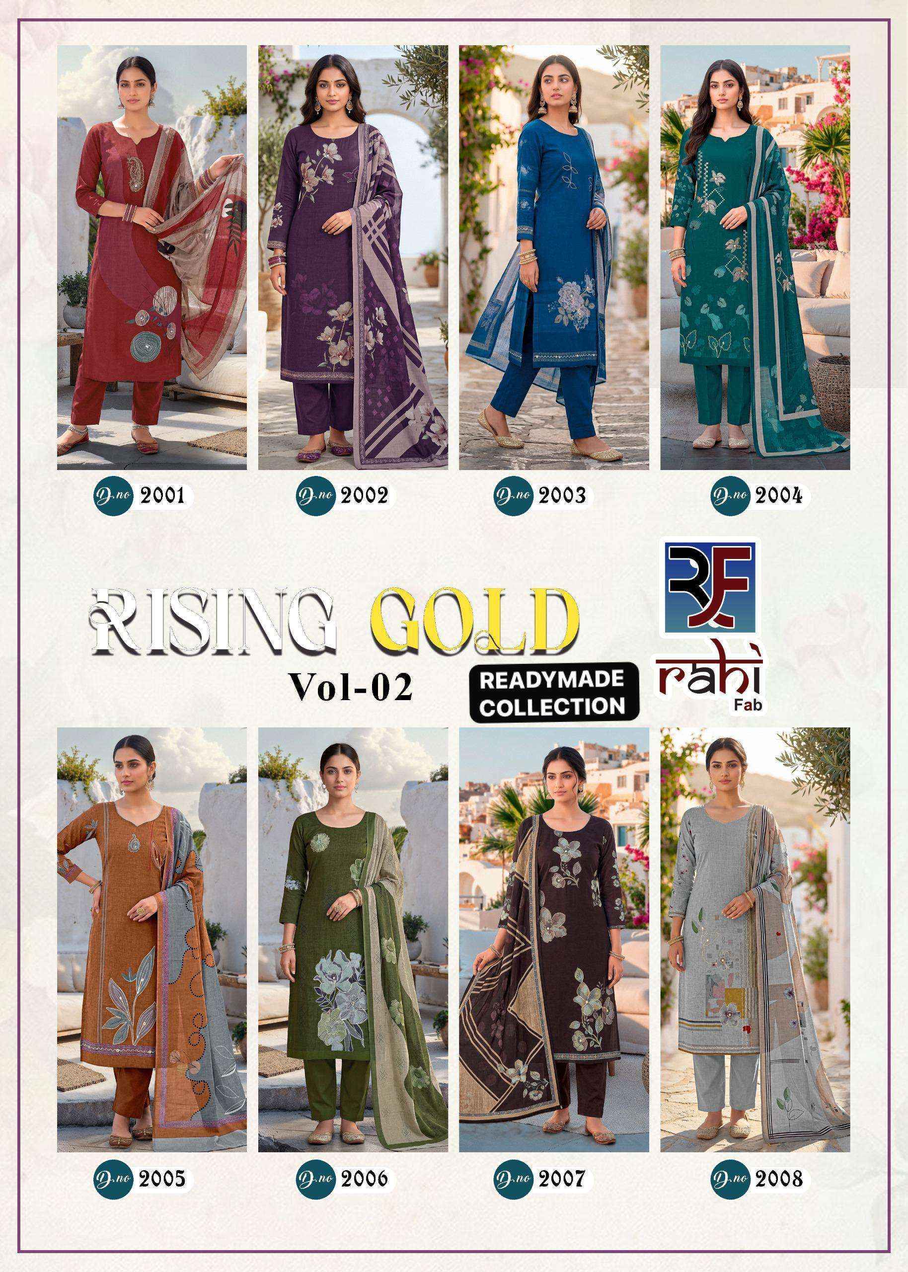 Rahi Fab Rising Gold Vol 2 Readymade Cotton Dress 8 pcs Catalogue