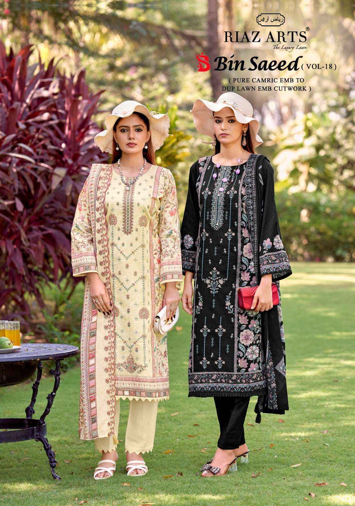 Riaz Arts Bin Saeed Vol 18 Lawn Cotton Dress Material 6 pcs Catalogue