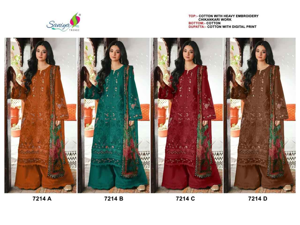 Saniya Trendz D No 7214 Cotton Dress Material 4 pcs Catalogue