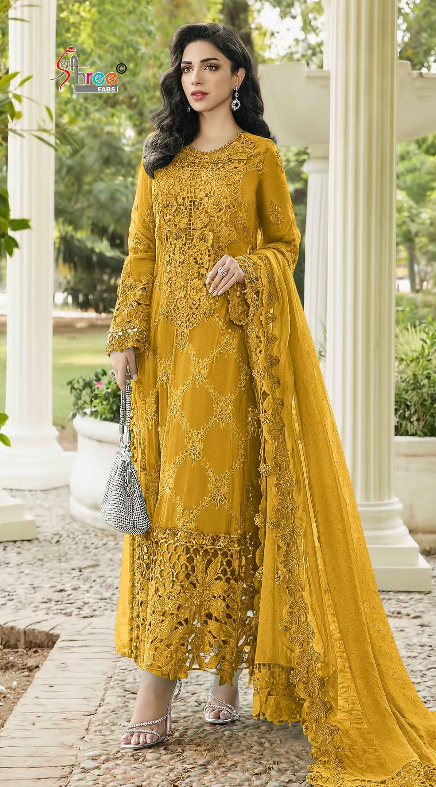 Shree Fabs SF 5568 Chiffon Dress Material 4 pcs Catalogue