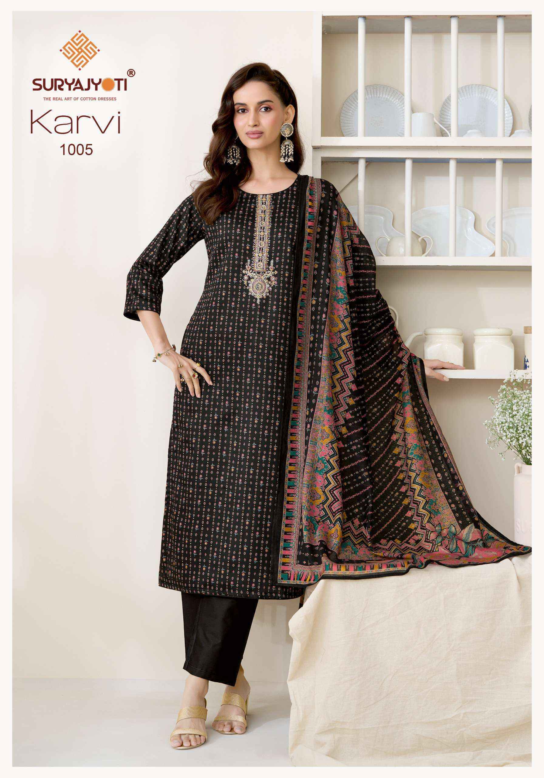 Suryajyoti Karvi Vol 1 Jam Satin Dress Material 6 pcs Catalogue