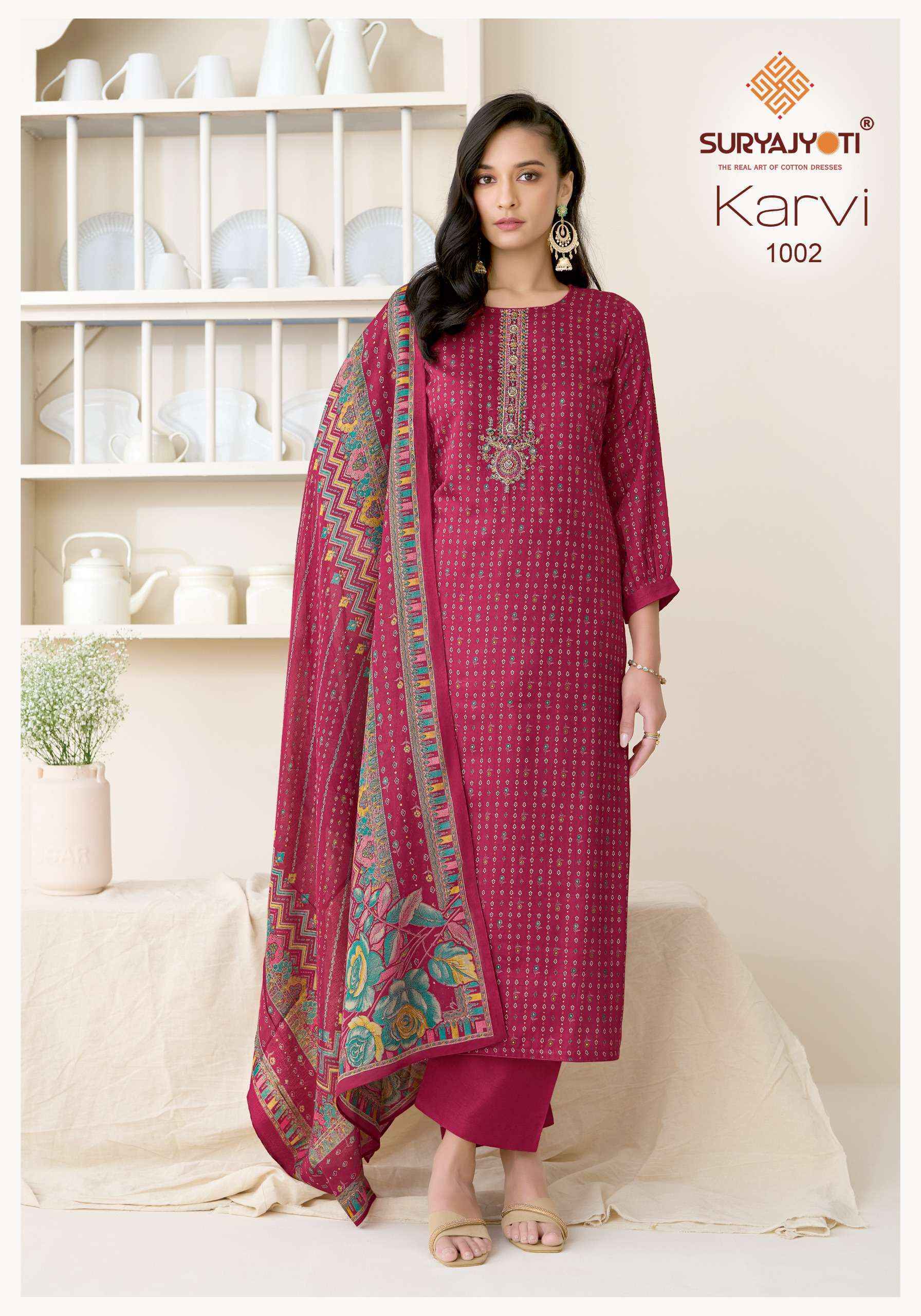 Suryajyoti Karvi Vol 1 Jam Satin Dress Material 6 pcs Catalogue