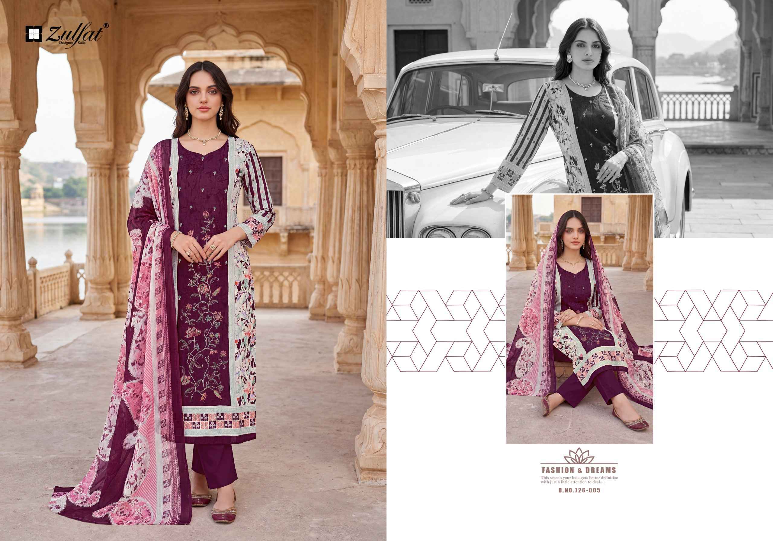 Zulfat Humraaz Jam Cotton Dress Material 6 pcs Catalogue