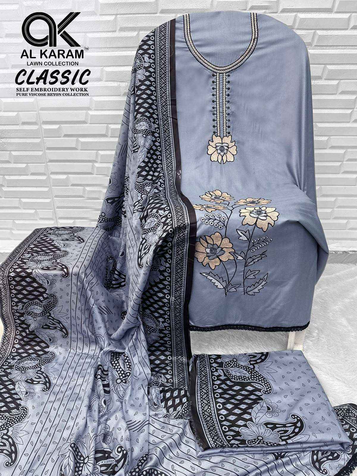Al Karam Classic Rayon Dress Material 5 pcs Catalogue