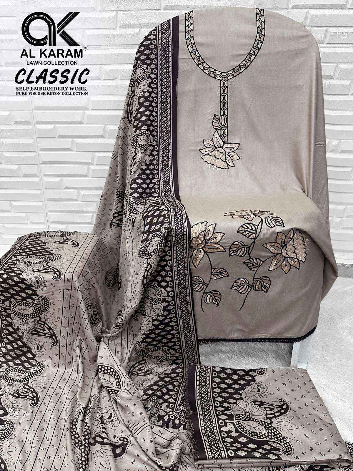 Al Karam Classic Rayon Dress Material 5 pcs Catalogue