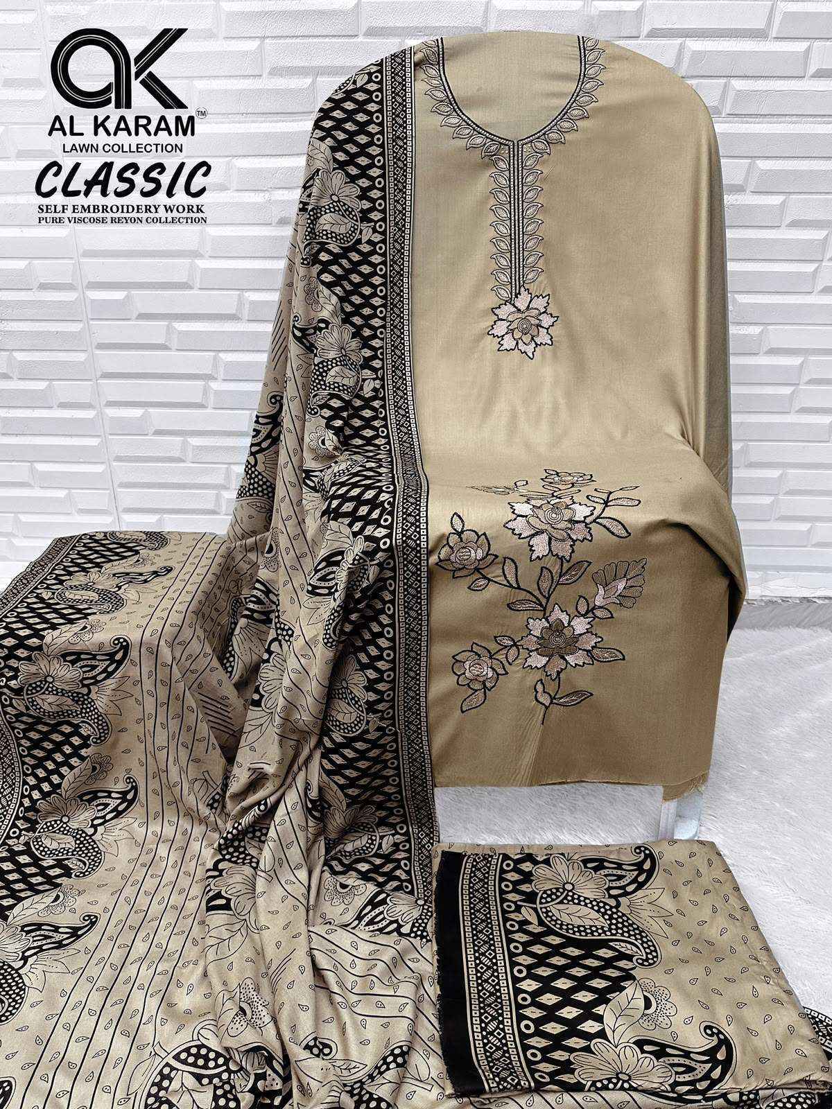 Al Karam Classic Rayon Dress Material 5 pcs Catalogue